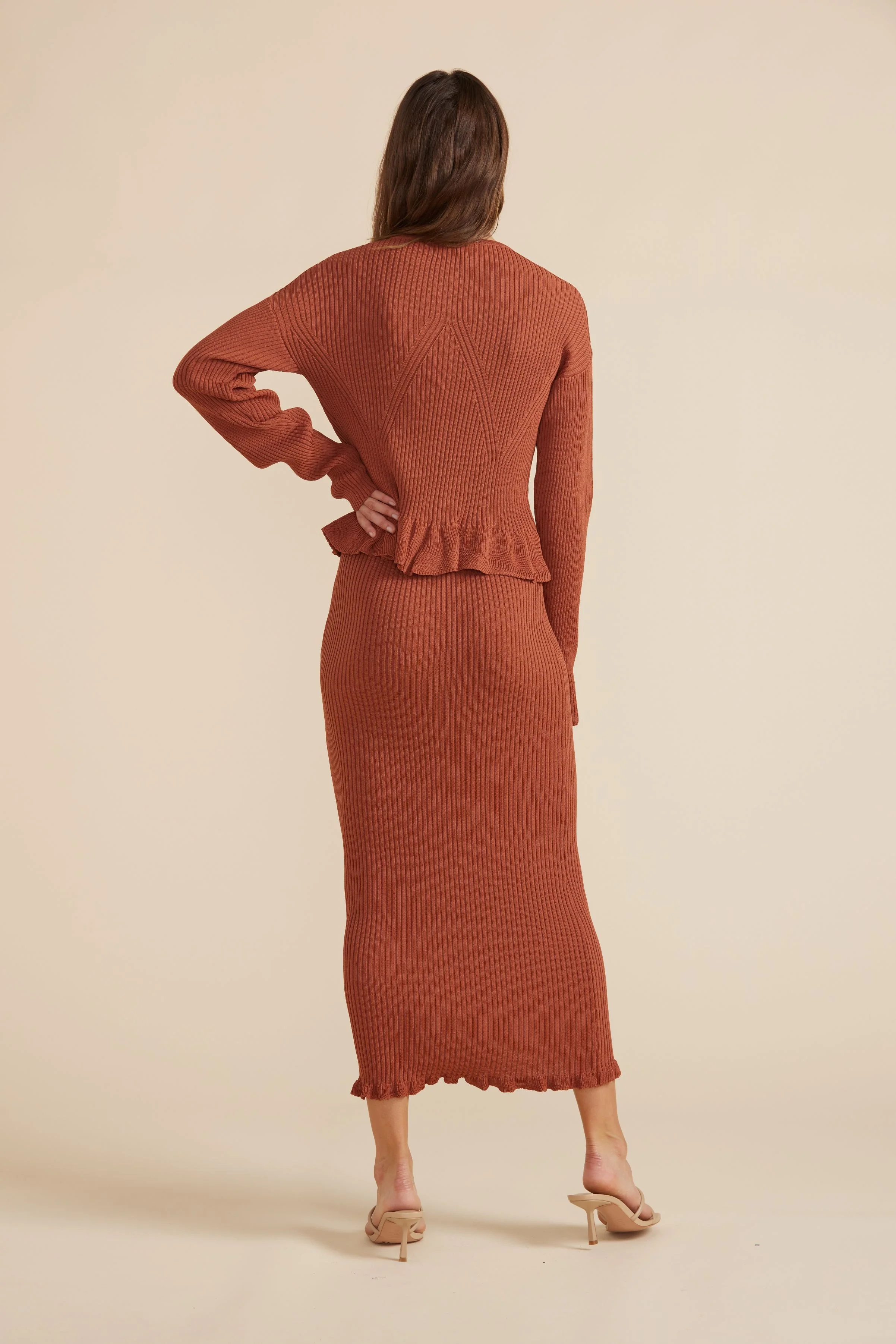 MINKPINK Womens Cyprus Cardigan Brick - Image 3