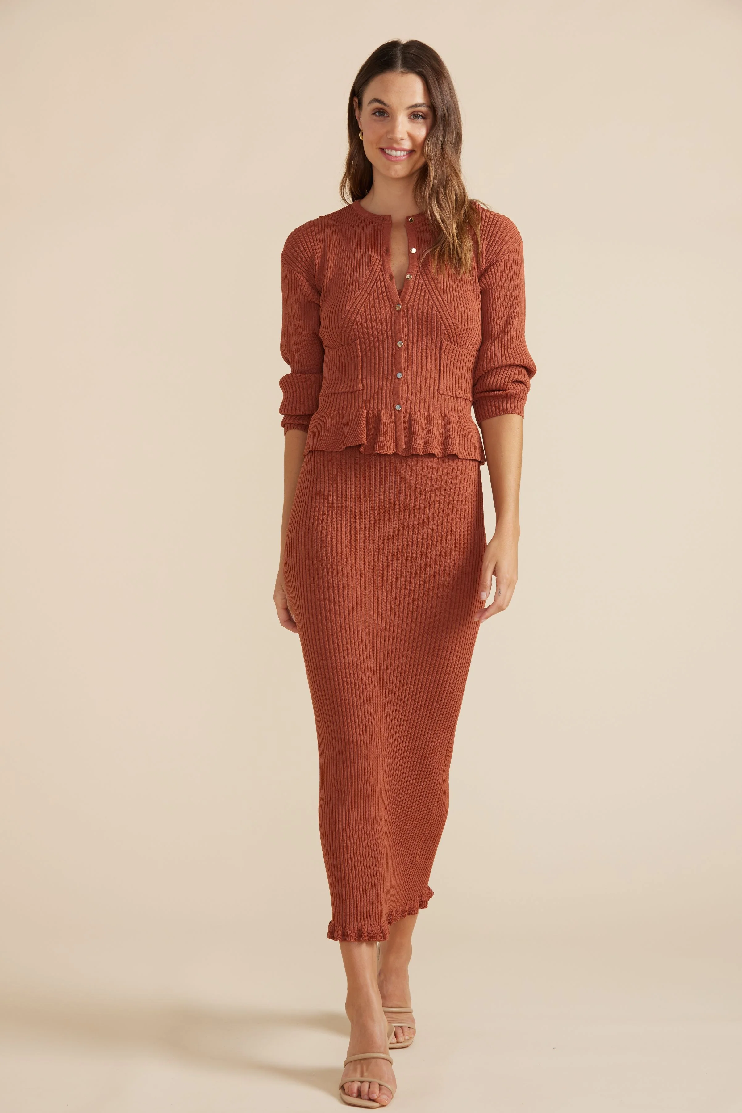 MINKPINK Womens Cyprus Cardigan Brick - Image 4