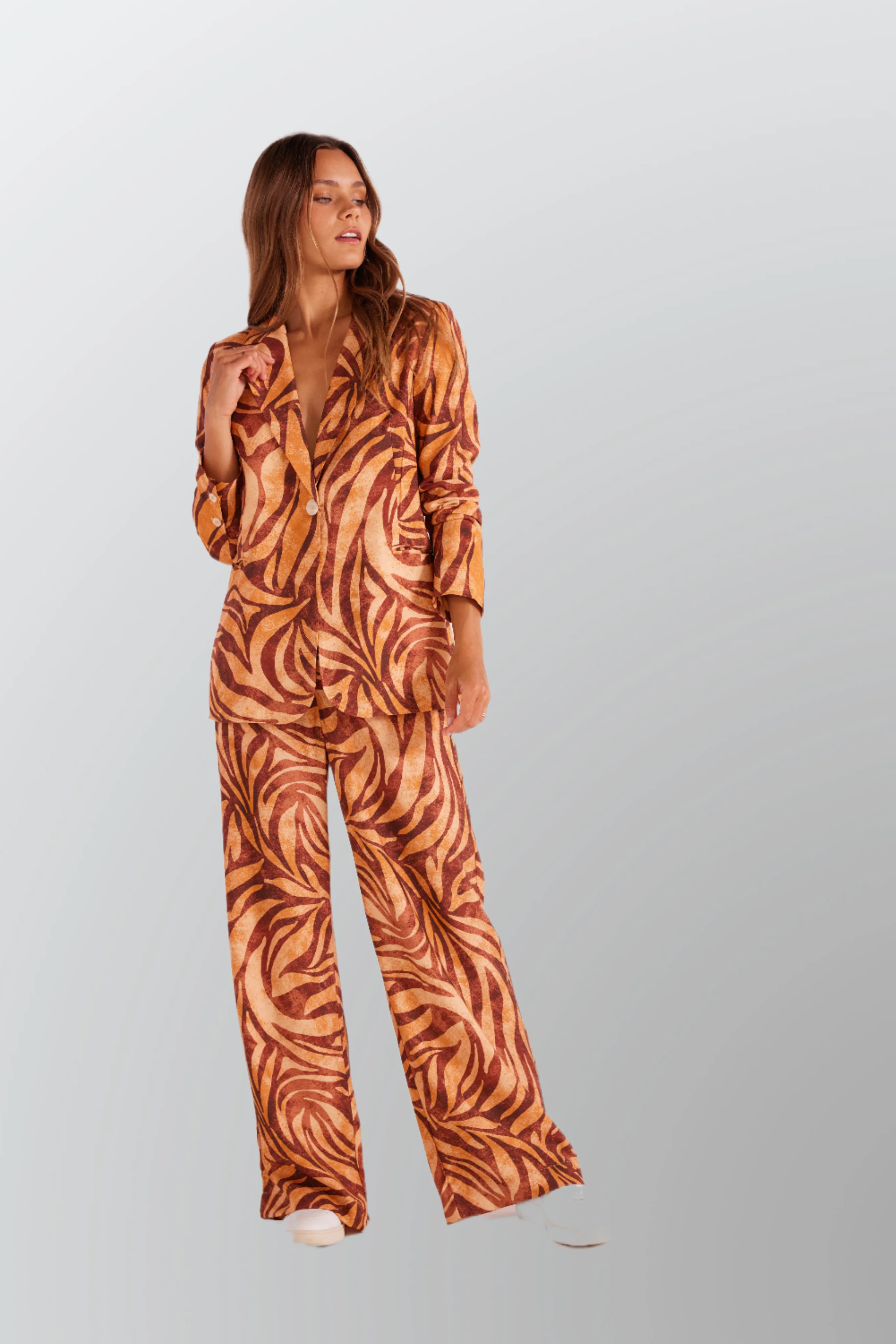 MINKPINK Womens Goldie Wide Leg Pants - Animal Print - Image 3