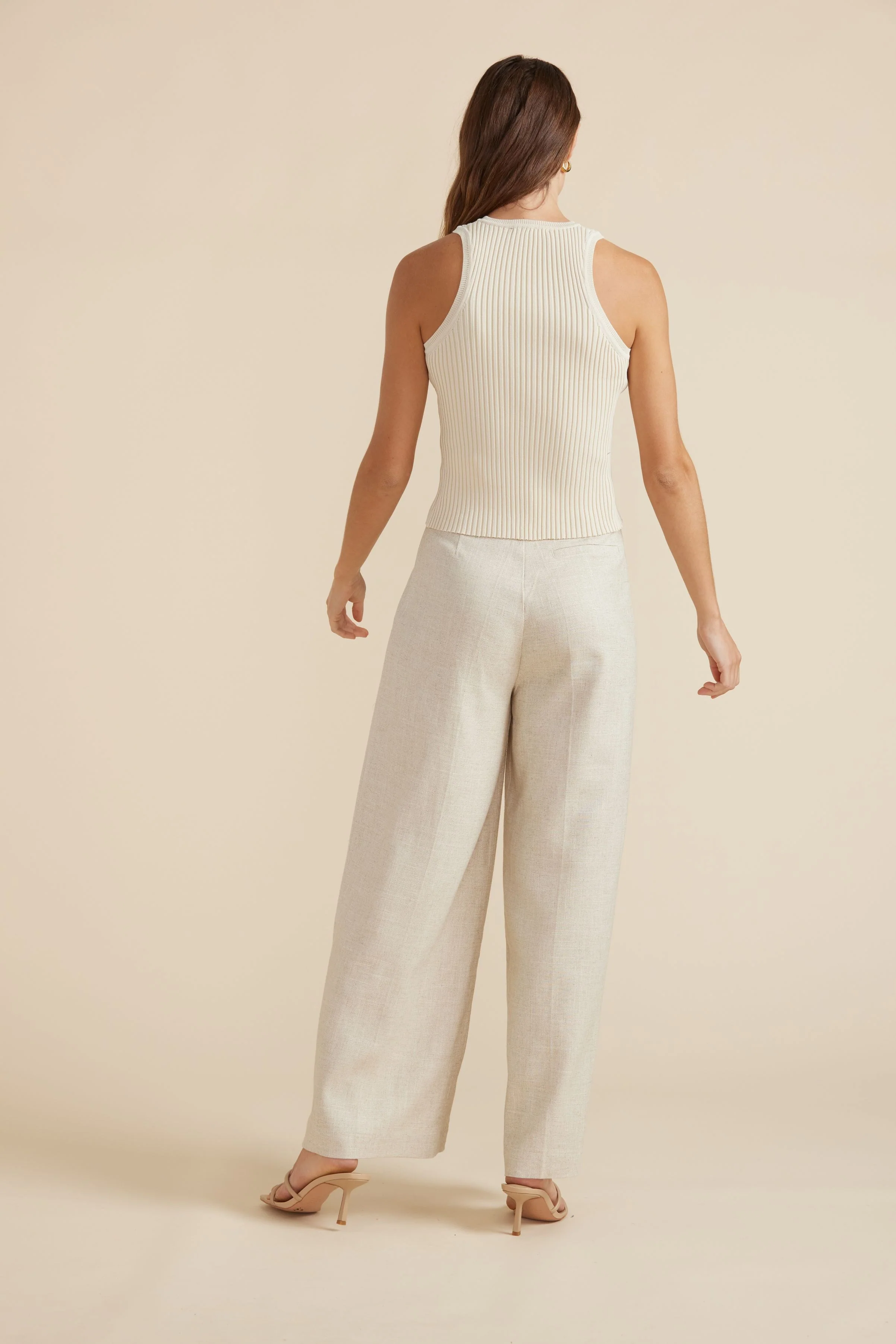 MINKPINK Womens Zoya Knit Tank Ecru - Image 4
