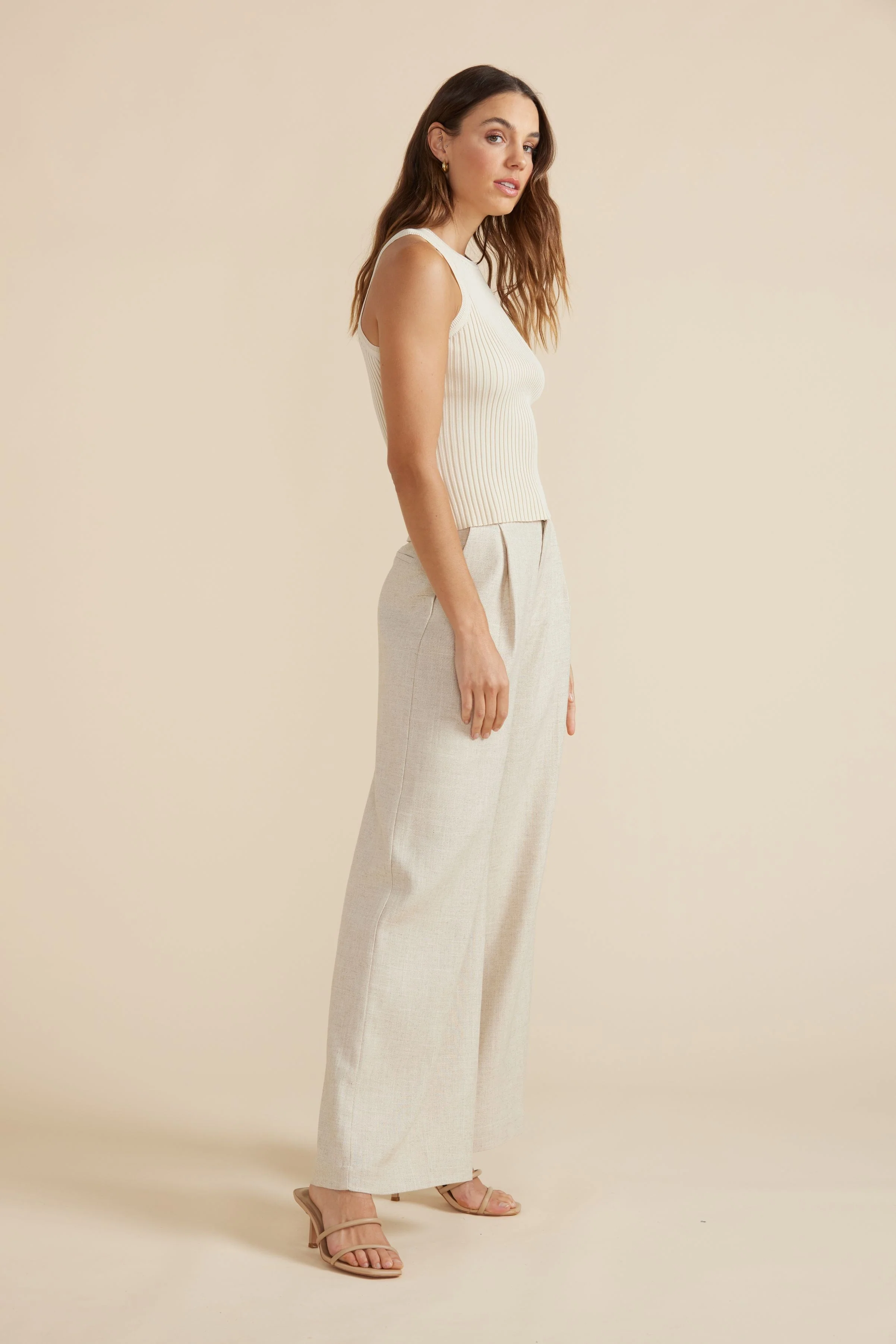 MINKPINK Womens Zoya Knit Tank Ecru - Image 5