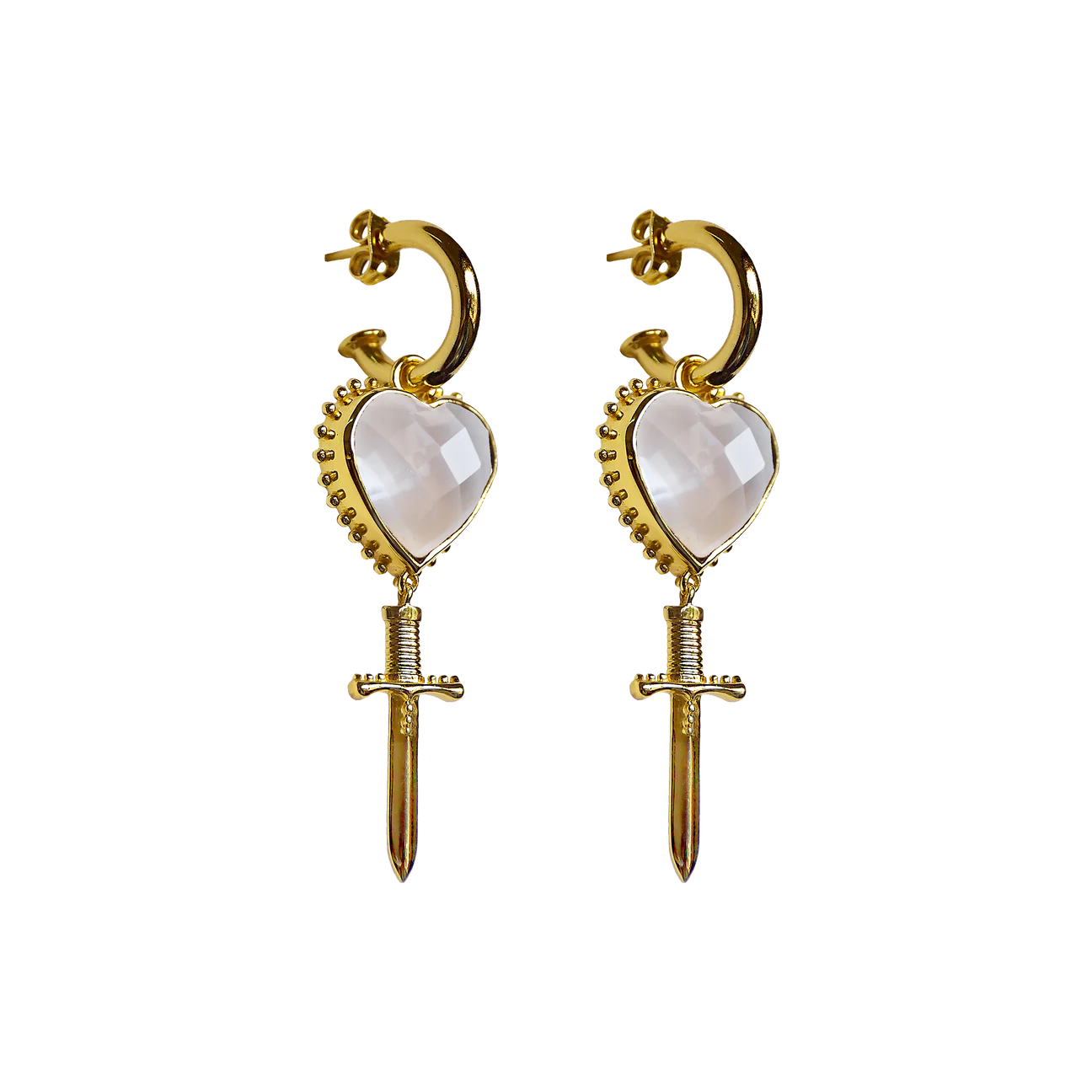 MOUNTAIN & MOON Womens Juliet Earrings - Gold Crystal Quartz - Image 3