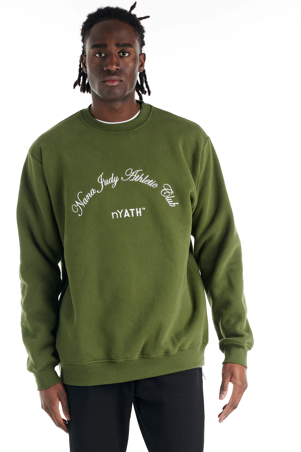 nANA jUDY Mens La Brea Crew Neck Jumper - Khaki - Image 4