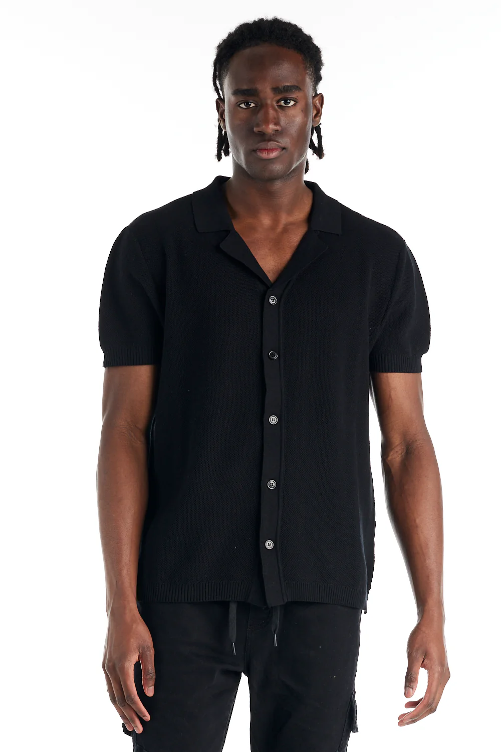 nANA jUDY Mens Morrison Knit Short Sleeve Shirt - Black - Image 2