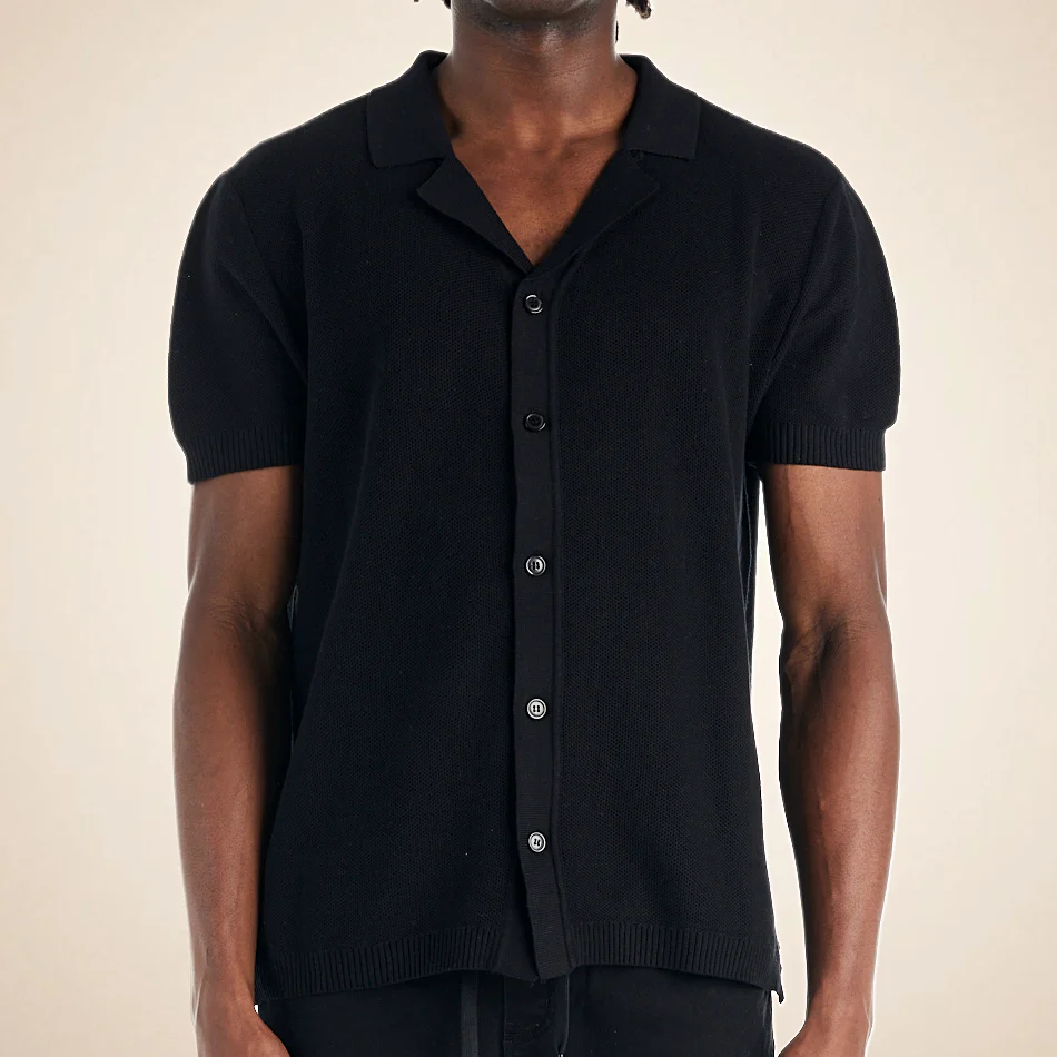 nANA jUDY Mens Morrison Knit Short Sleeve Shirt - Black - Image 8