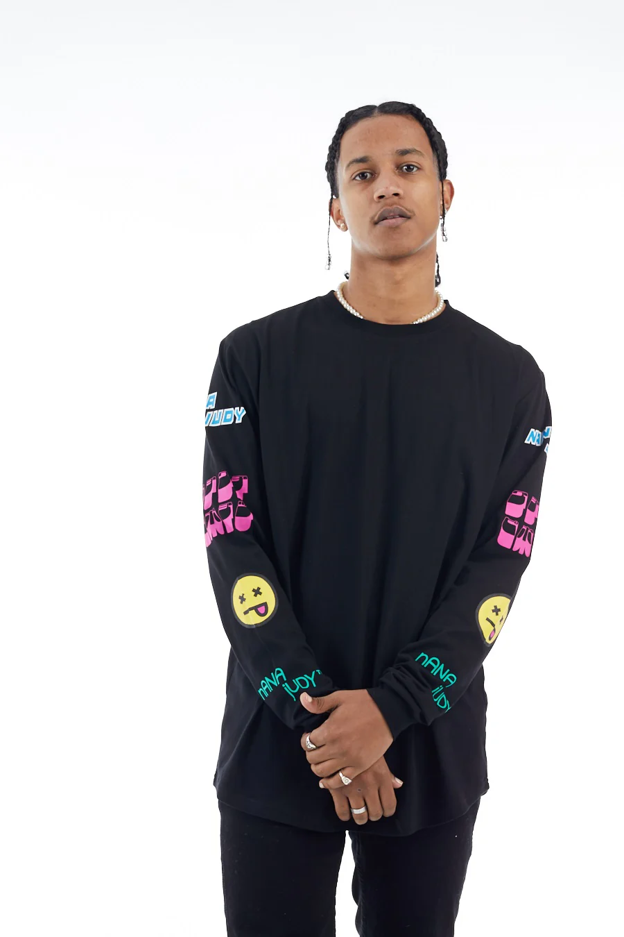 nANA jUDY Mens Oak Long Sleeve Tee Shirt Black - Image 3