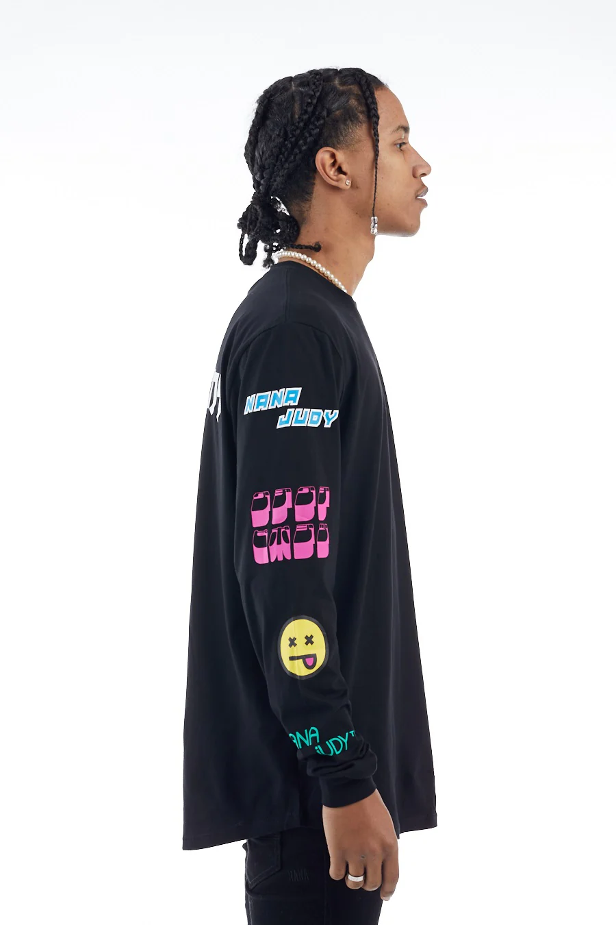 nANA jUDY Mens Oak Long Sleeve Tee Shirt Black - Image 4