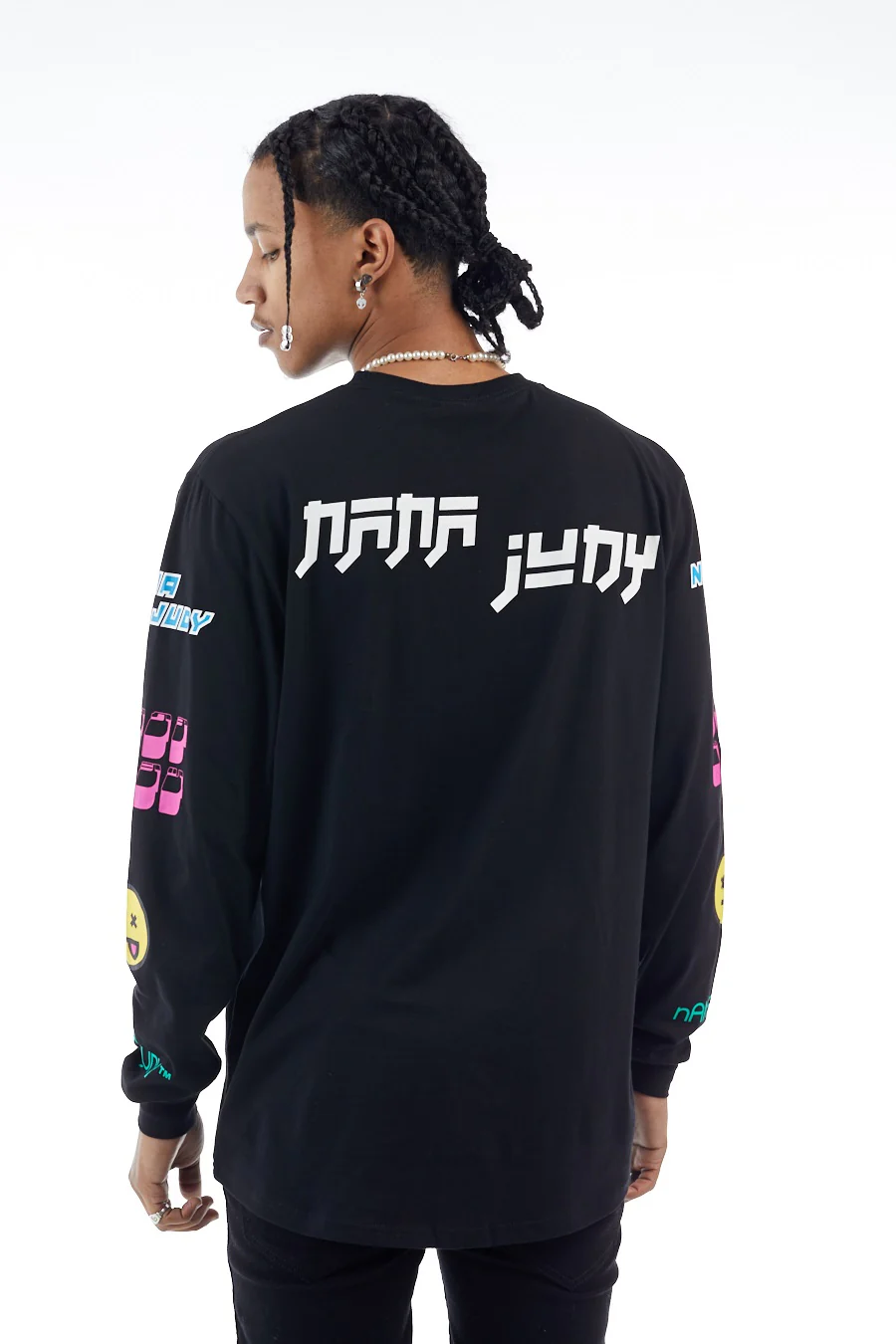 nANA jUDY Mens Oak Long Sleeve Tee Shirt Black - Image 5