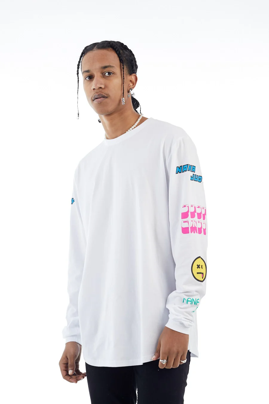 nANA jUDY Mens Oak Long Sleeve Tee Shirt White - Image 3