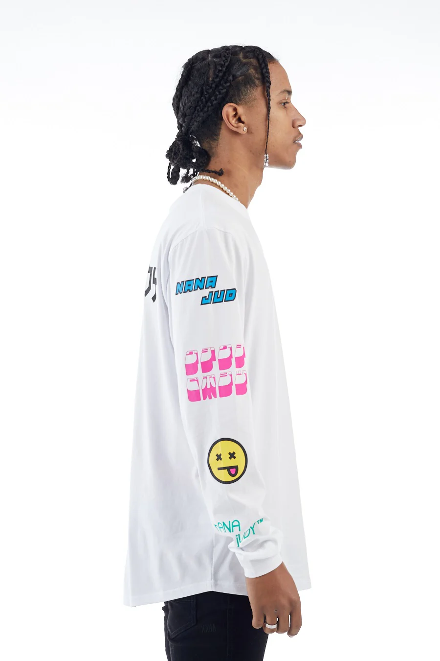 nANA jUDY Mens Oak Long Sleeve Tee Shirt White - Image 4
