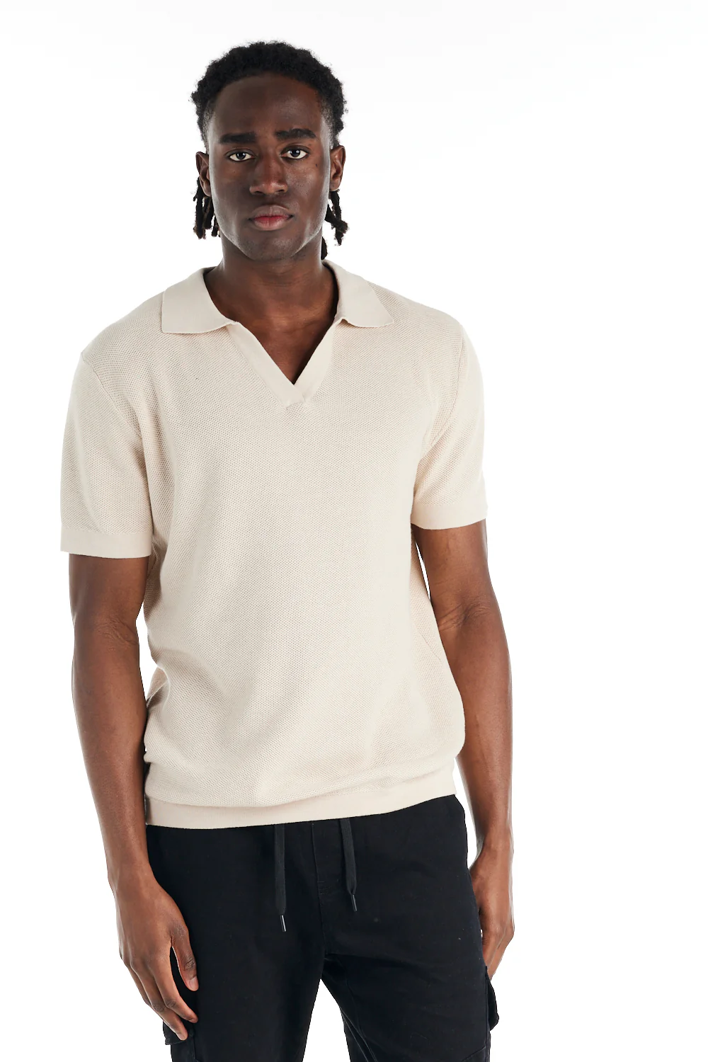 nANA jUDY Mens St Tropez Short Sleeve Knit Shirt - Bone - Image 2