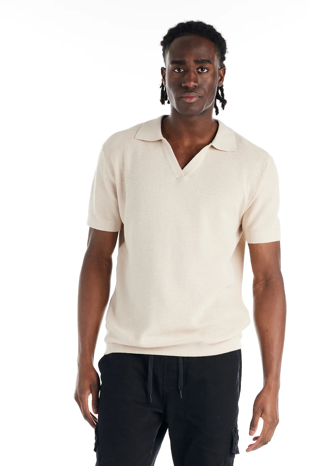 nANA jUDY Mens St Tropez Short Sleeve Knit Shirt - Bone - Image 3