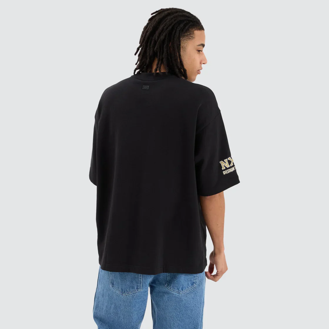 NENA & PASADENA  AFL Mens Collingwood Magpies Mega Loop Back Tee Shirt - Jet Black - Image 4