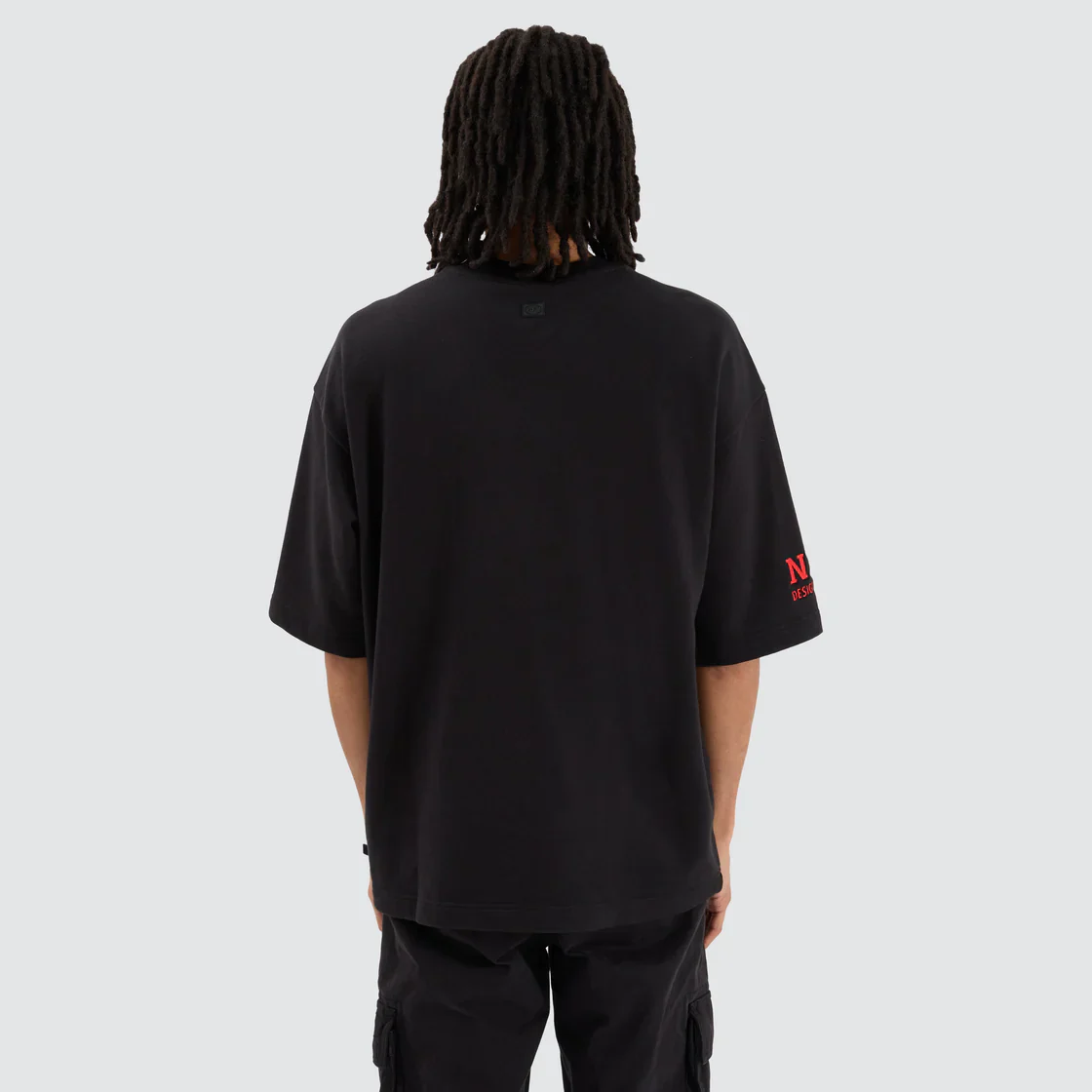 NENA & PASADENA ¬†AFL Mens Essendon Bombers Mega Loop Back Tee Shirt - Jet Black - Image 3