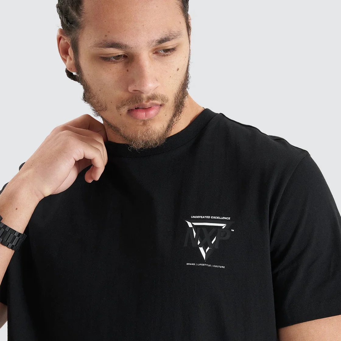 NENA & PASADENA Mens Alliance Dual Curved Hem Tee - Jet Black - Image 3