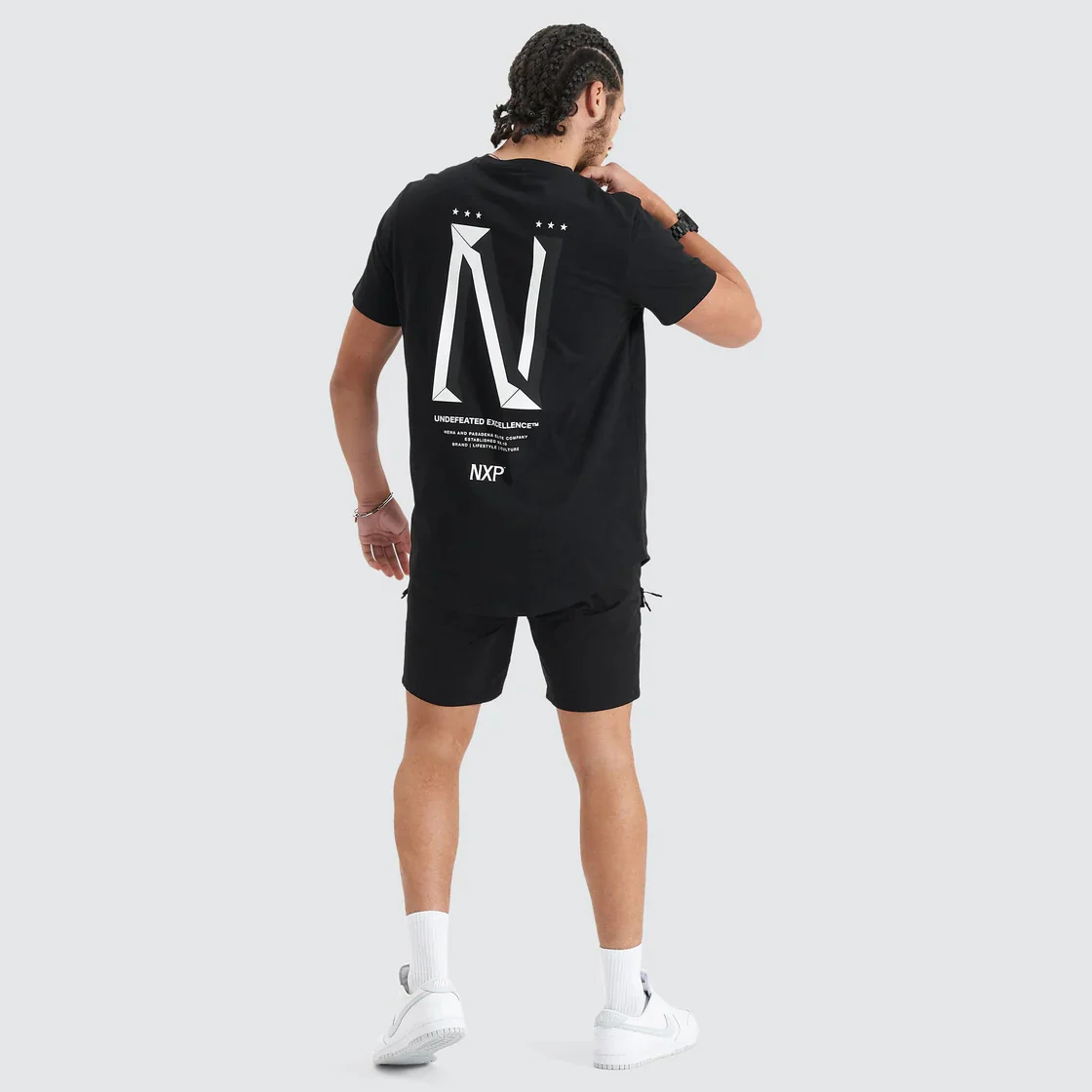 NENA & PASADENA Mens Alliance Dual Curved Hem Tee - Jet Black - Image 4