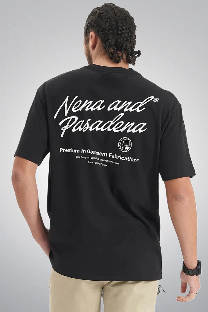 NENA & PASADENA Mens Bouncer Heavy Box Fit Tee - Jet Black