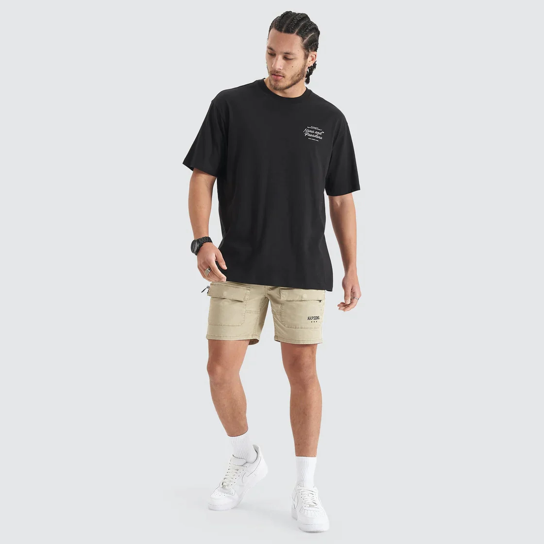 NENA & PASADENA Mens Bouncer Heavy Box Fit Tee - Jet Black - Image 6