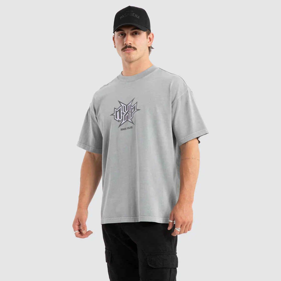 NENA & PASADENA Mens Civil Raptor Tee in Pigment Ultimate Grey - Image 3