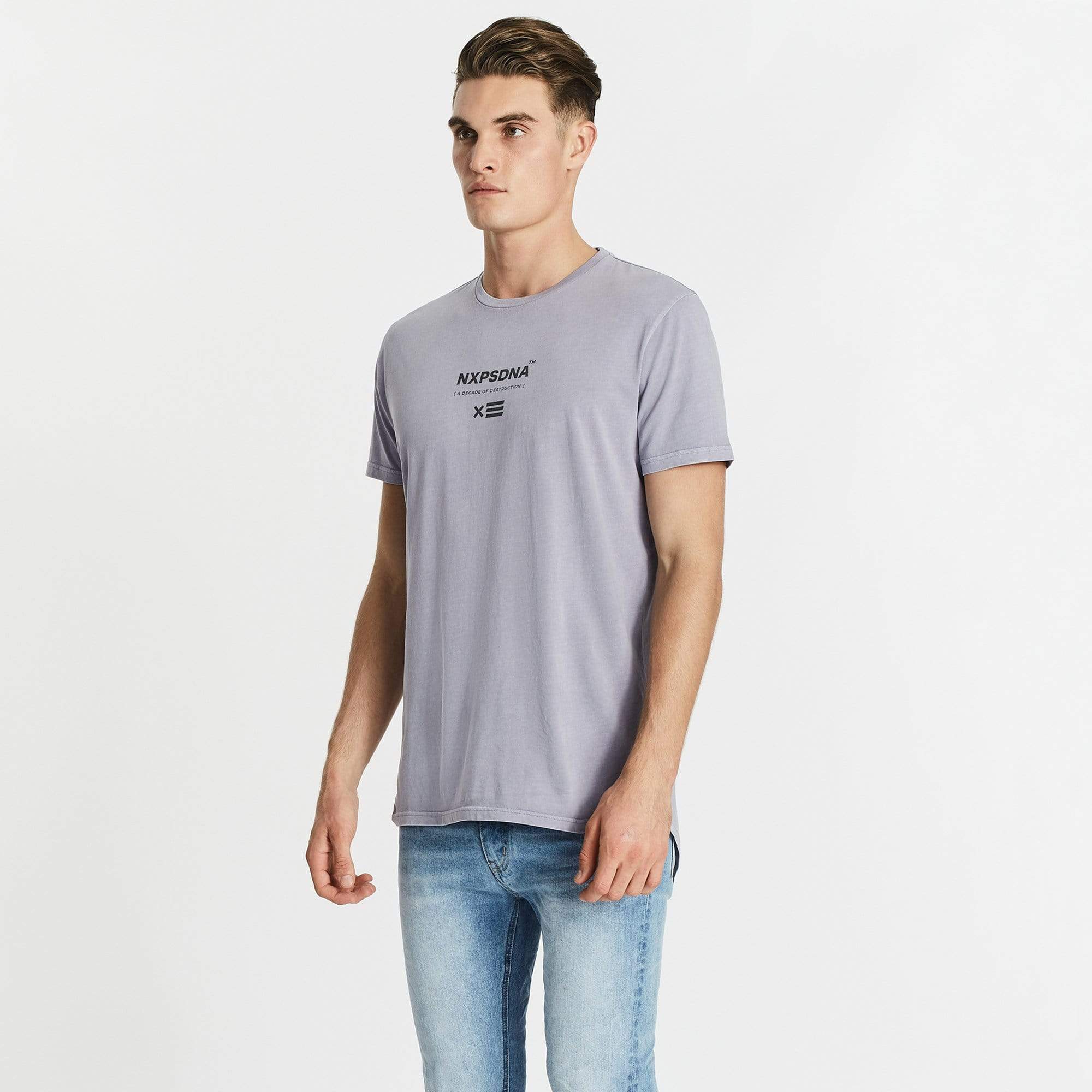 NENA & PASADENA Mens Critical Cape Back Tee Shirt - Pigment Lavender - Image 7