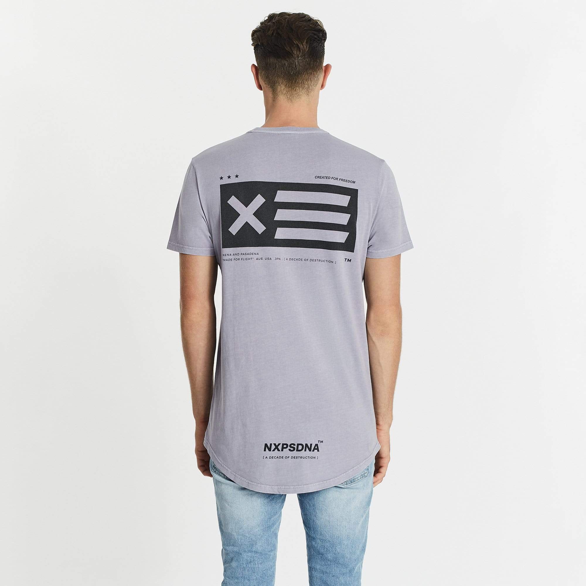 NENA & PASADENA Mens Critical Cape Back Tee Shirt - Pigment Lavender - Image 8