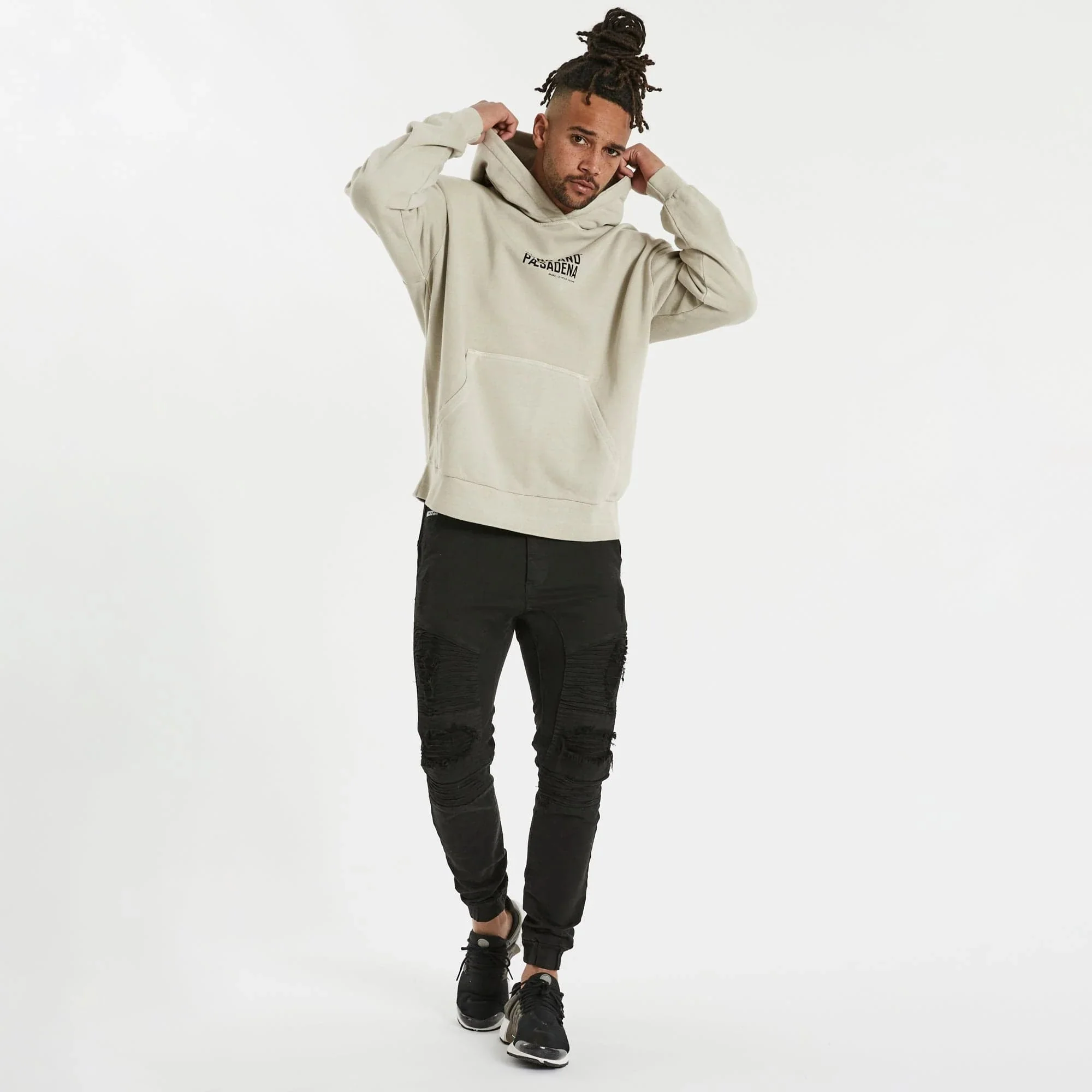 NENA PASADENA Mens Elite Co. Relaxed Hooded Sweater Pigment Sand - Image 6