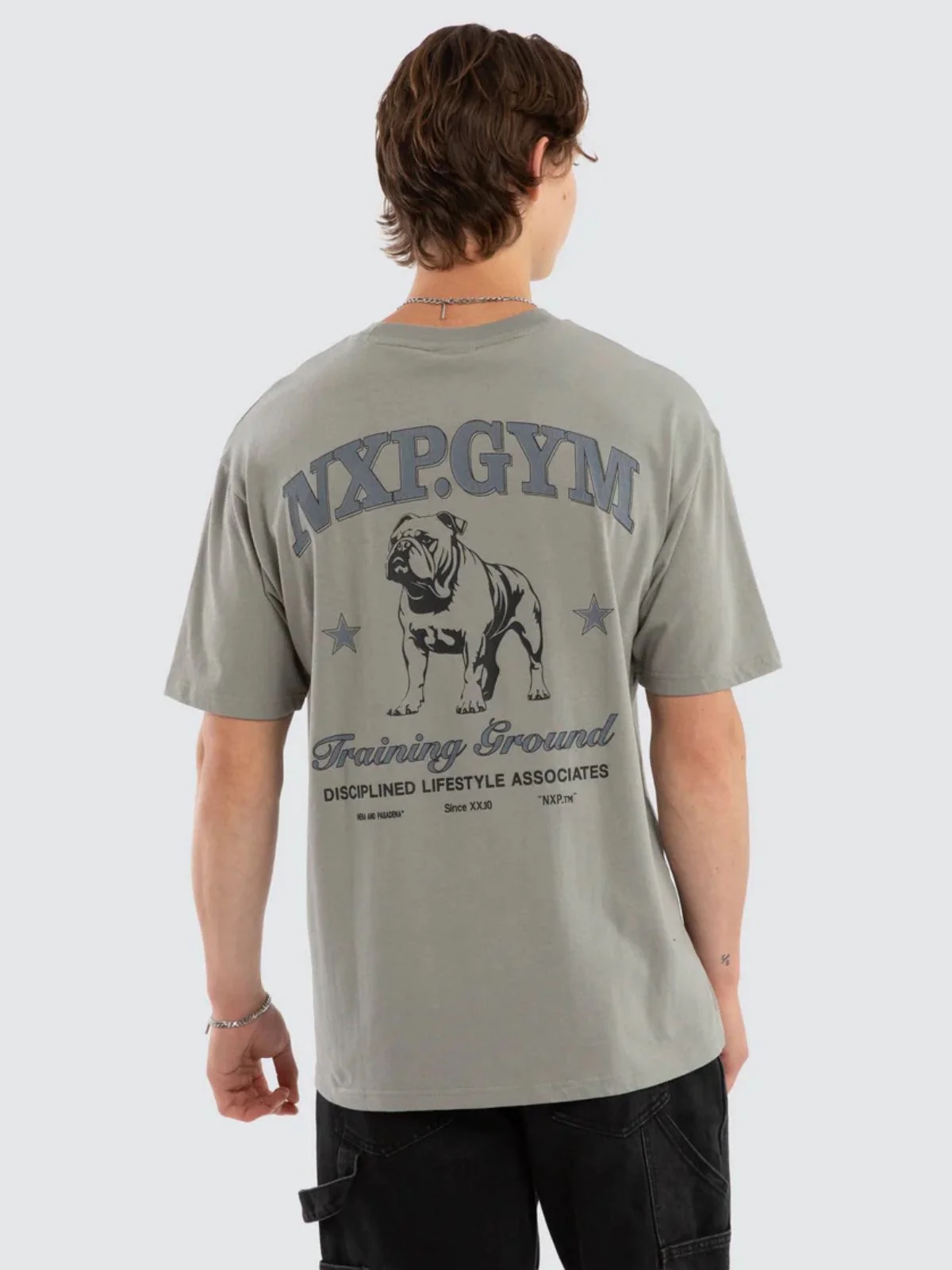 NENA & PASADENA Mens Ground Box Fit Tee in Moon Mist