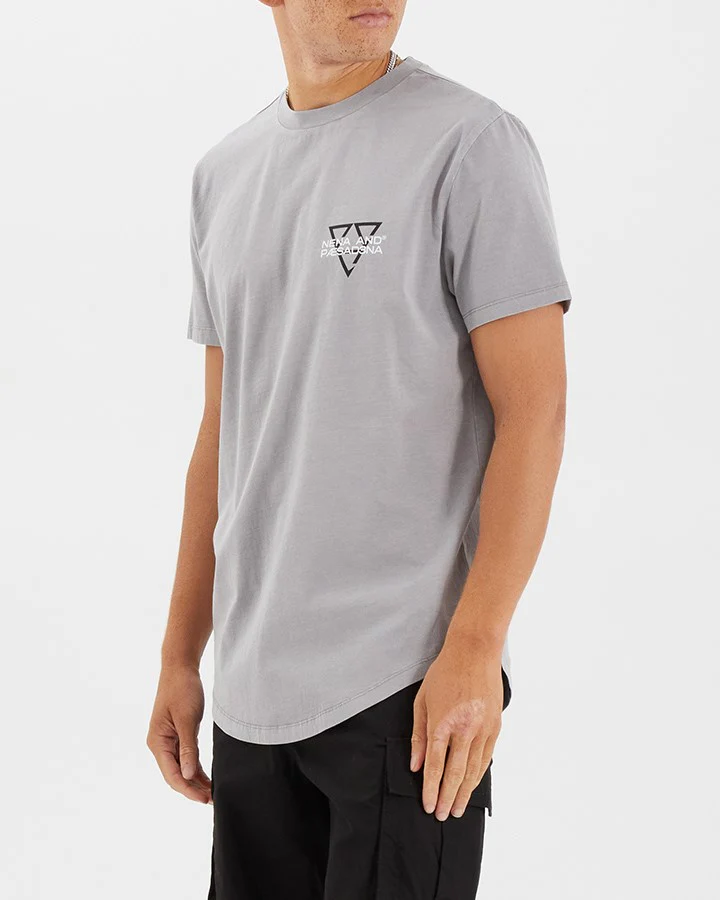NENA & PASADENA Mens Level Dual Curved Hem Tee Shirt - Pigment Alloy - Image 2