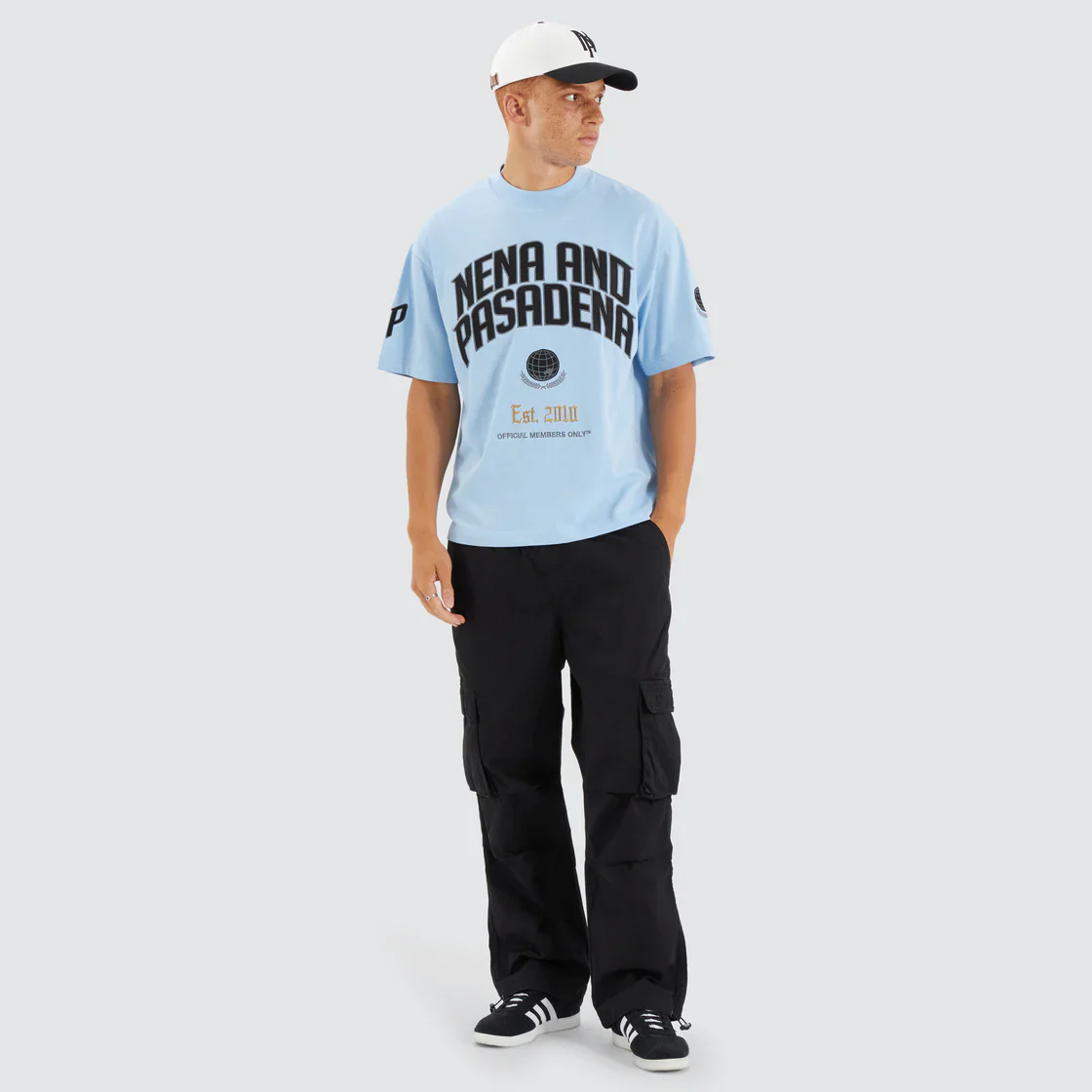 NENA & PASADENA Mens Members Loopback Street Tee Shirt - Placid Blue - Image 5