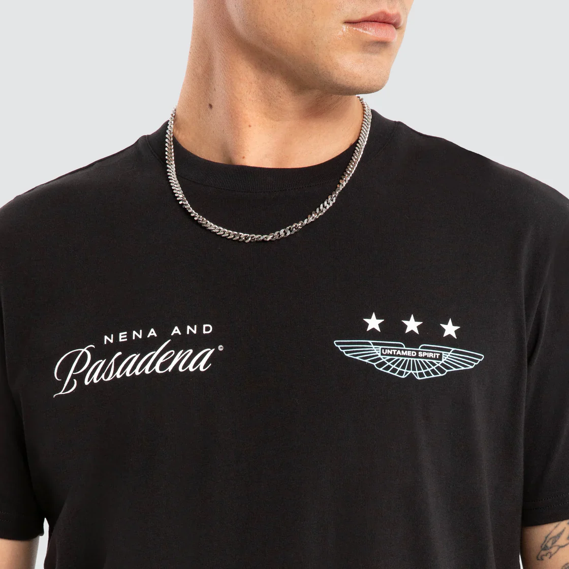 NENA & PASADENA Mens Pledge Dual Curved Tee in Jet Black - Image 5