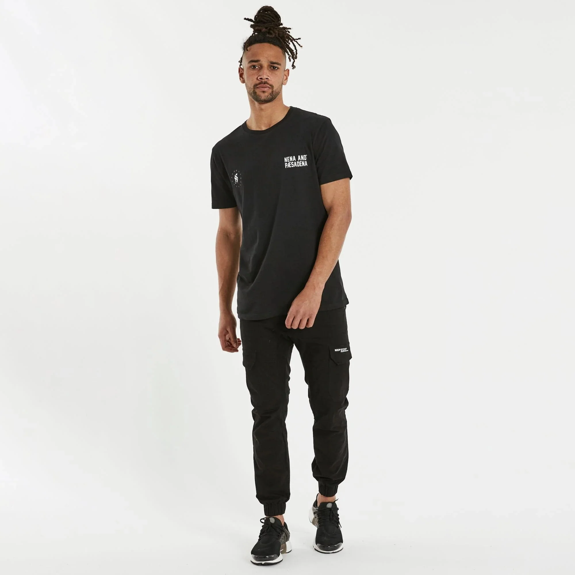 NENA & PASADENA Mens Silverlight Cape Back Tee Shirt Jet Black - Image 2