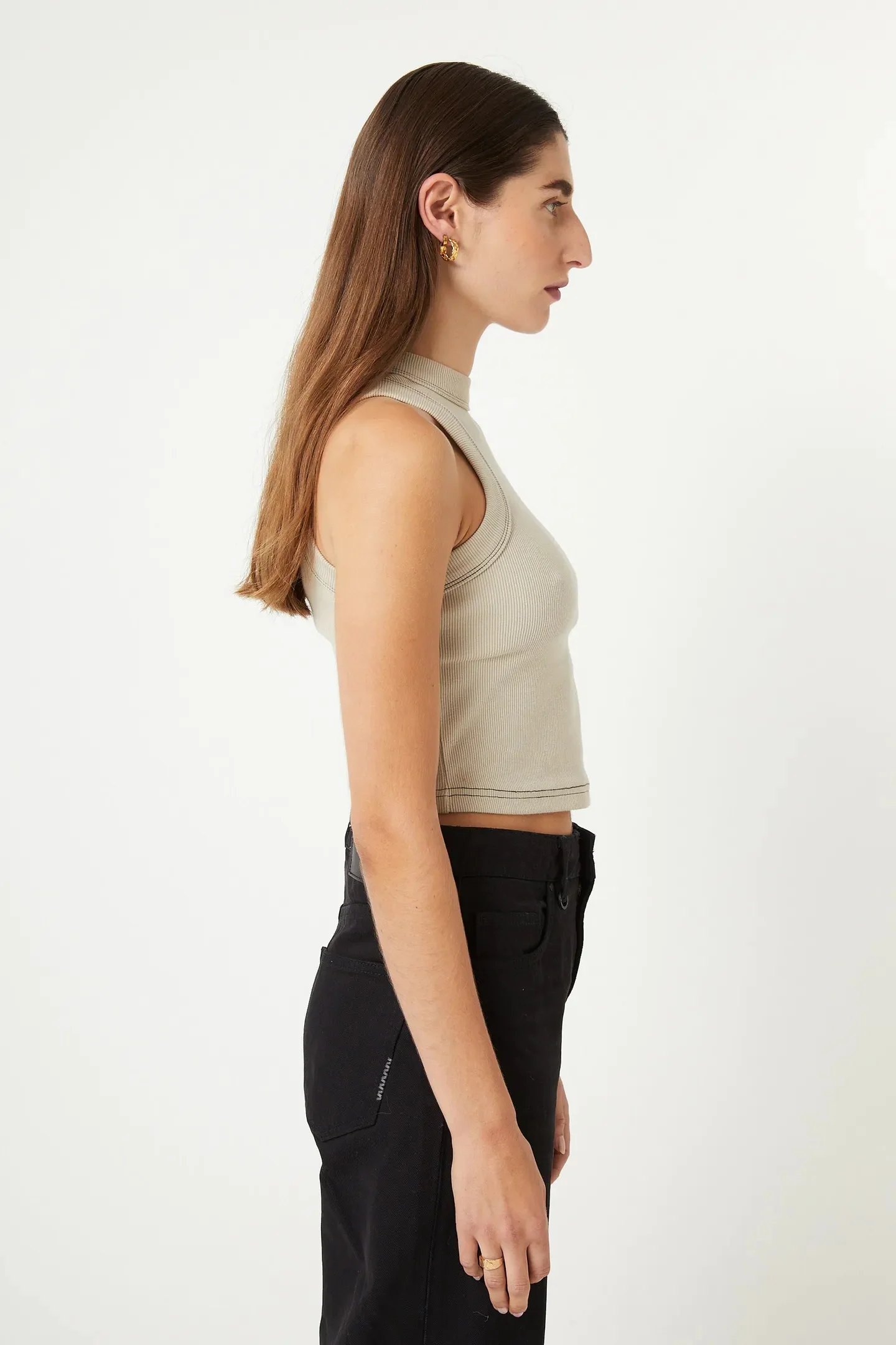 NEUW Womens Jonesy Recut Rib Singlet Sand - Image 6