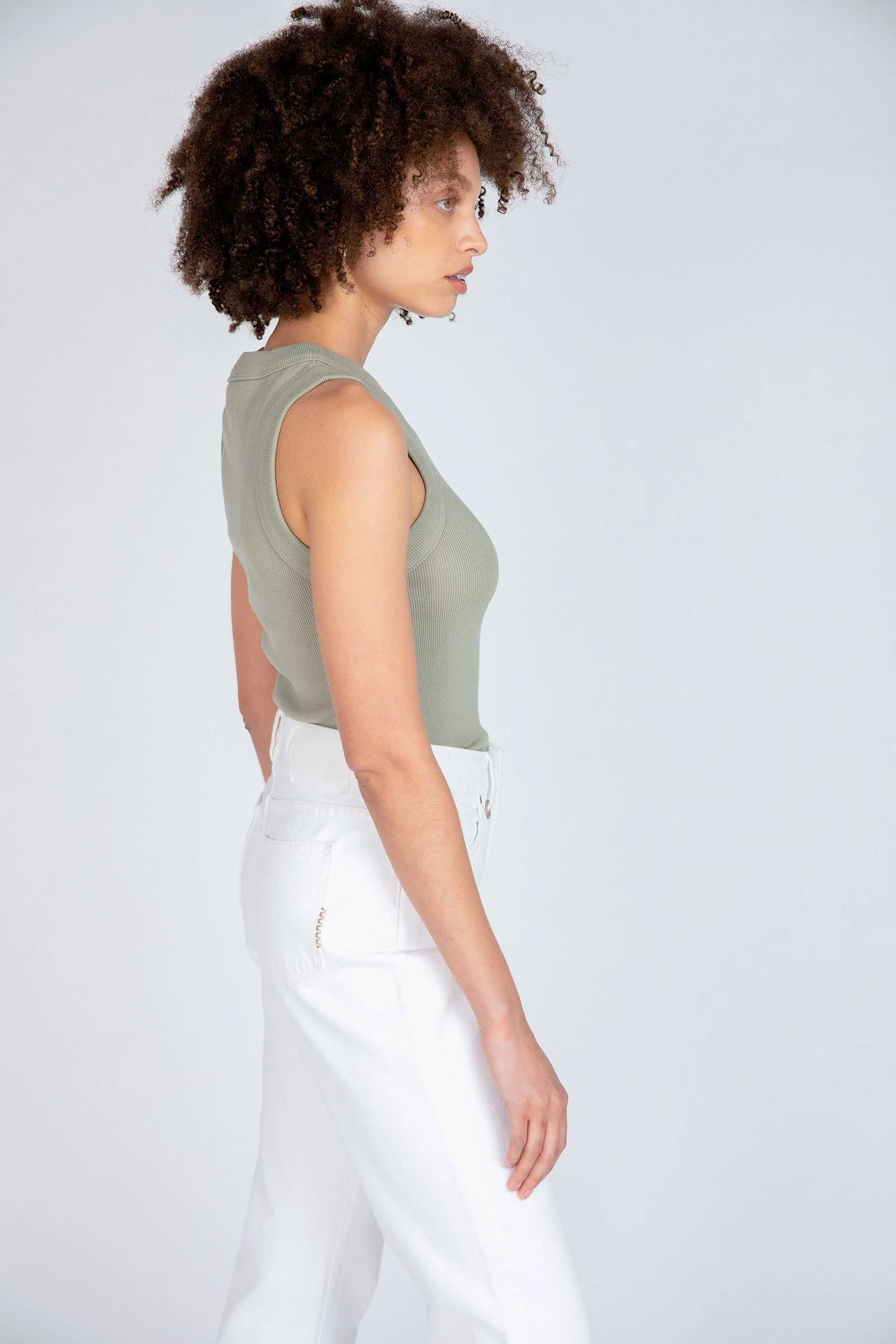Neuw WOMENS JONESY SINGLET - OIL GREEN - Image 2