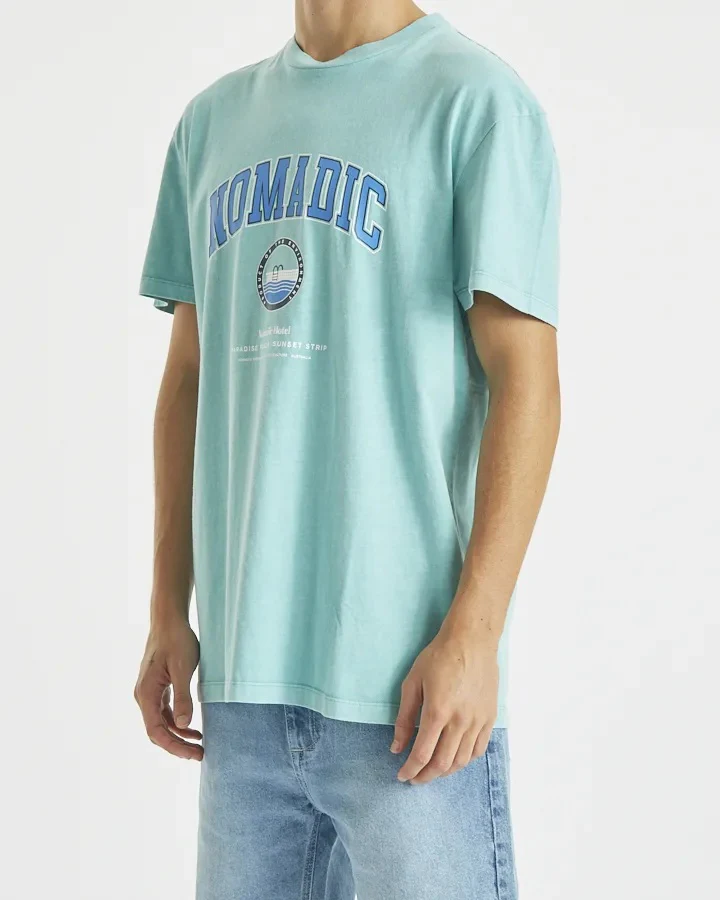 NOMADIC PARADISE Mens Always Relaxed Tee Shirt Pigment Aqua - Image 3