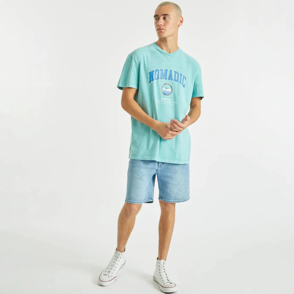 NOMADIC PARADISE Mens Always Relaxed Tee Shirt Pigment Aqua - Image 7