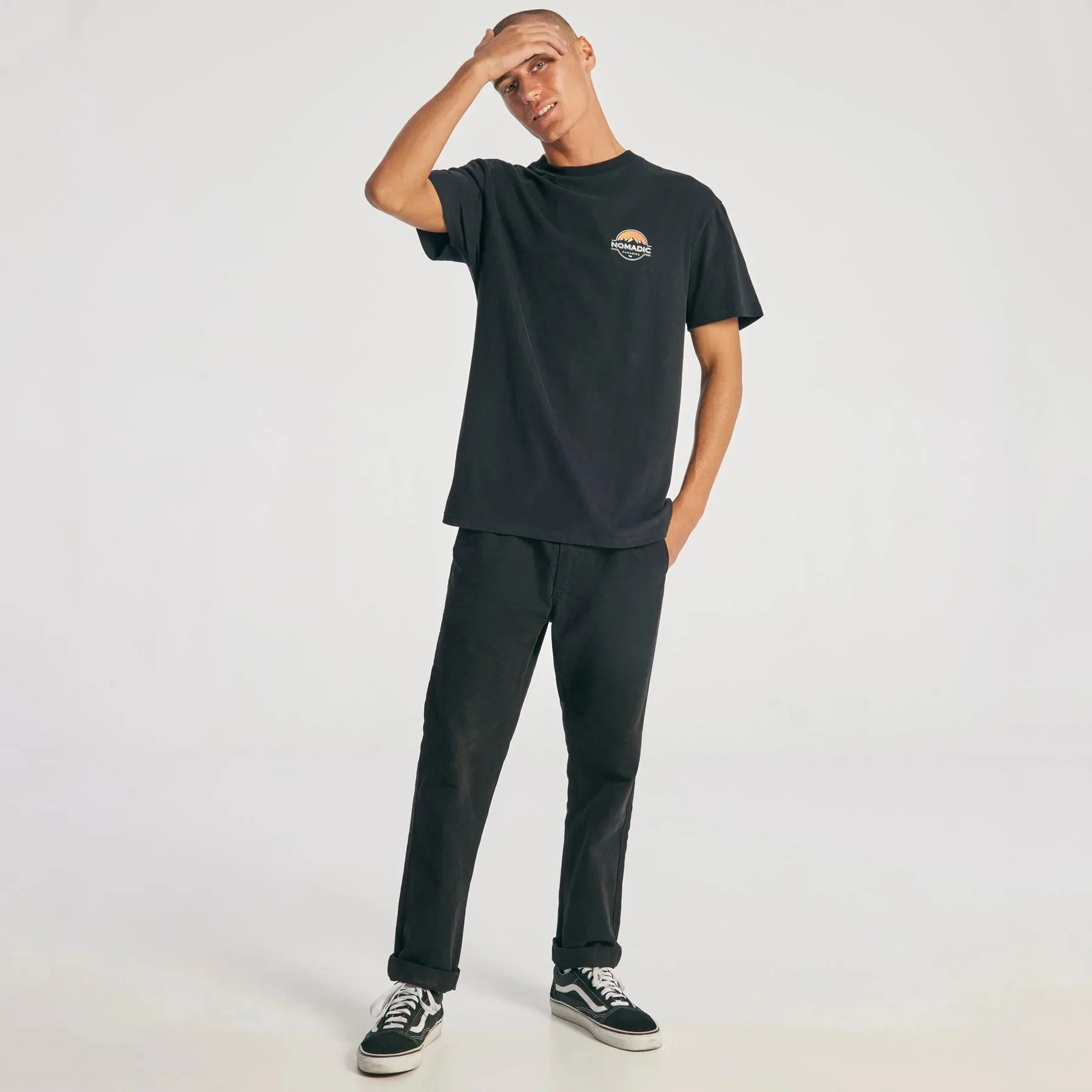 NOMADIC PARADISE Mens Lifestyle Standard Tee Shirt Jet Black - Image 6