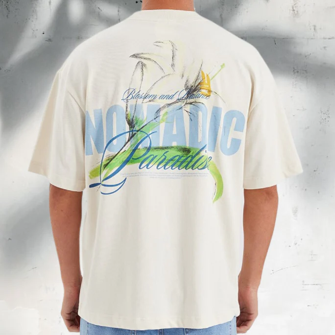 NOMADIC PARADISE Mens Lily Street Tee - Tofu - Image 4