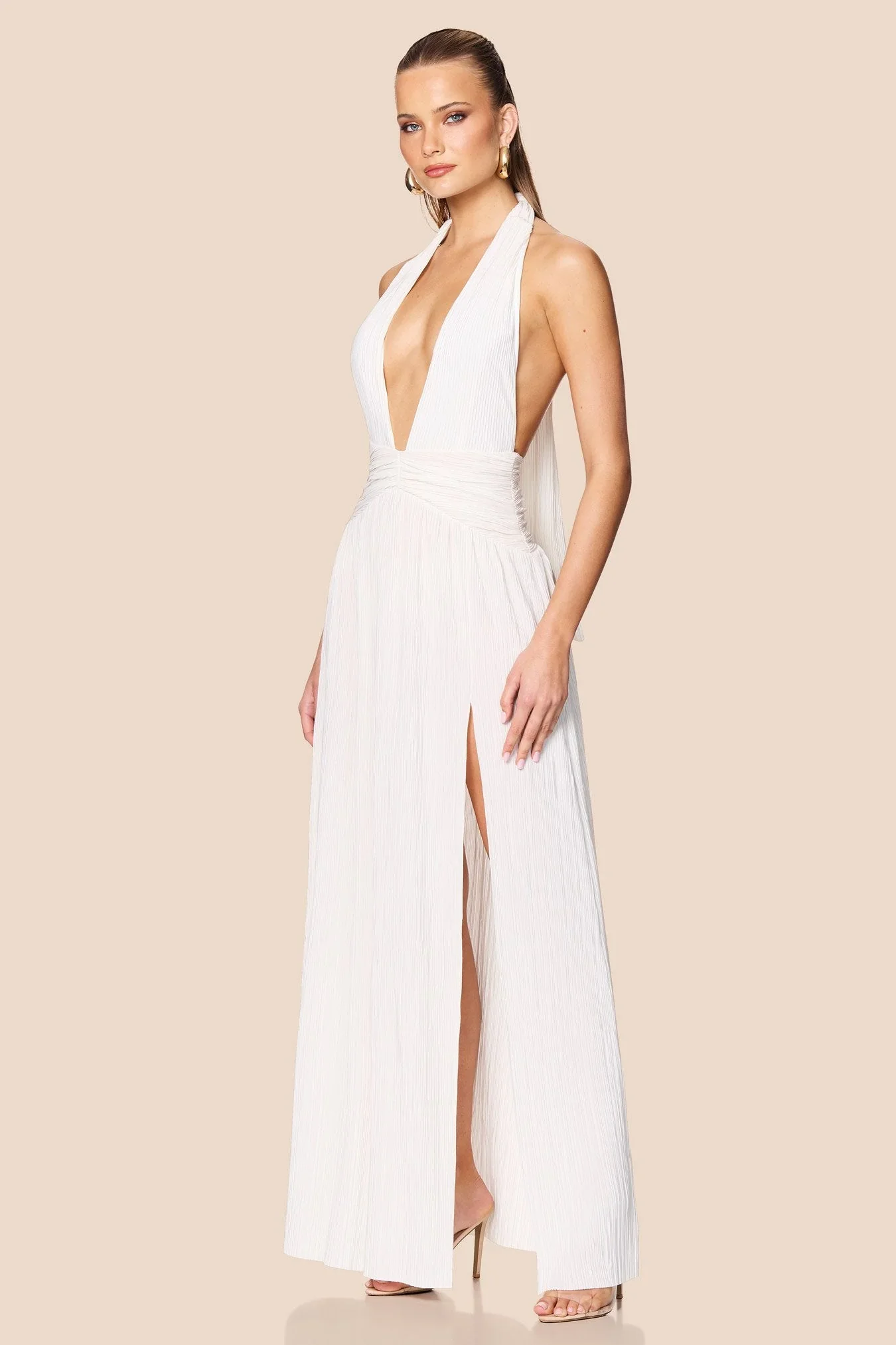 NOOKIE Womens Desiree Halter Gown in White - Image 6