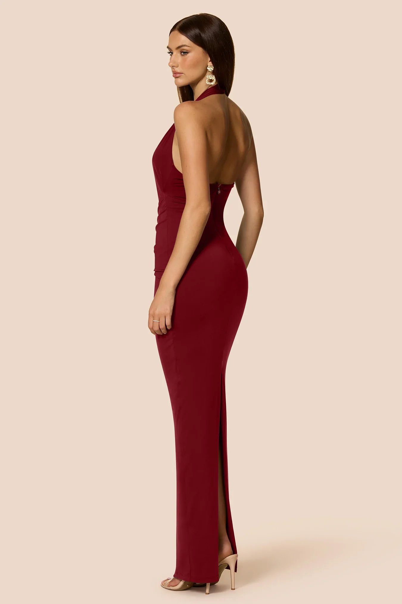 NOOKIE Womens Leonie Halter Maxi in Rouge - Image 3