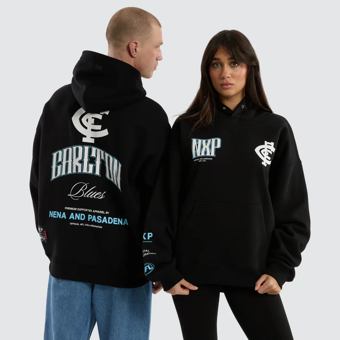 NXP x AFL Carlton Blues Fighter Hoodie Jet Black - Image 2