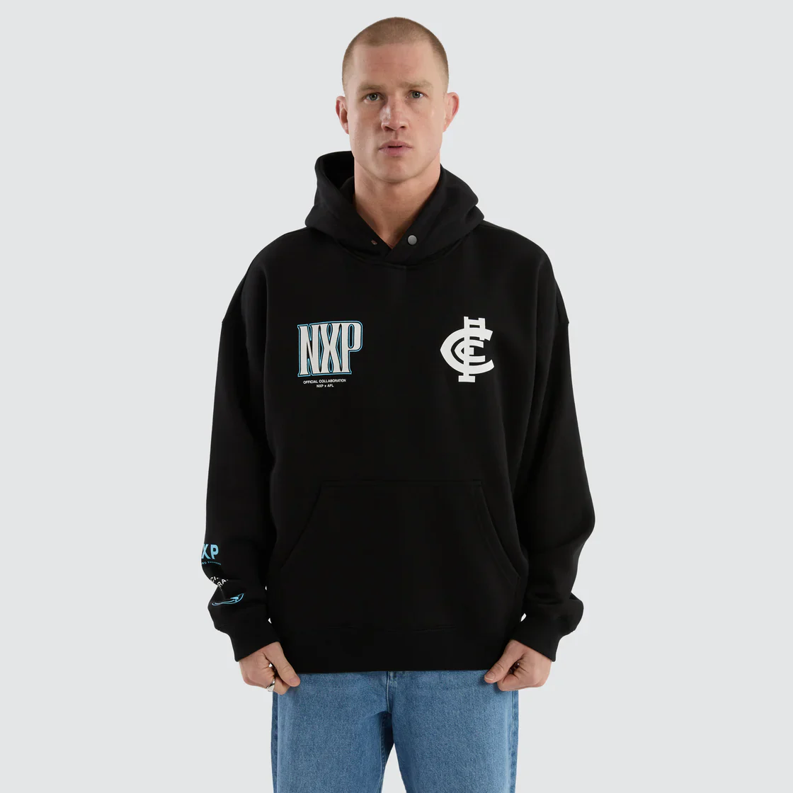 NXP x AFL Carlton Blues Fighter Hoodie Jet Black - Image 5