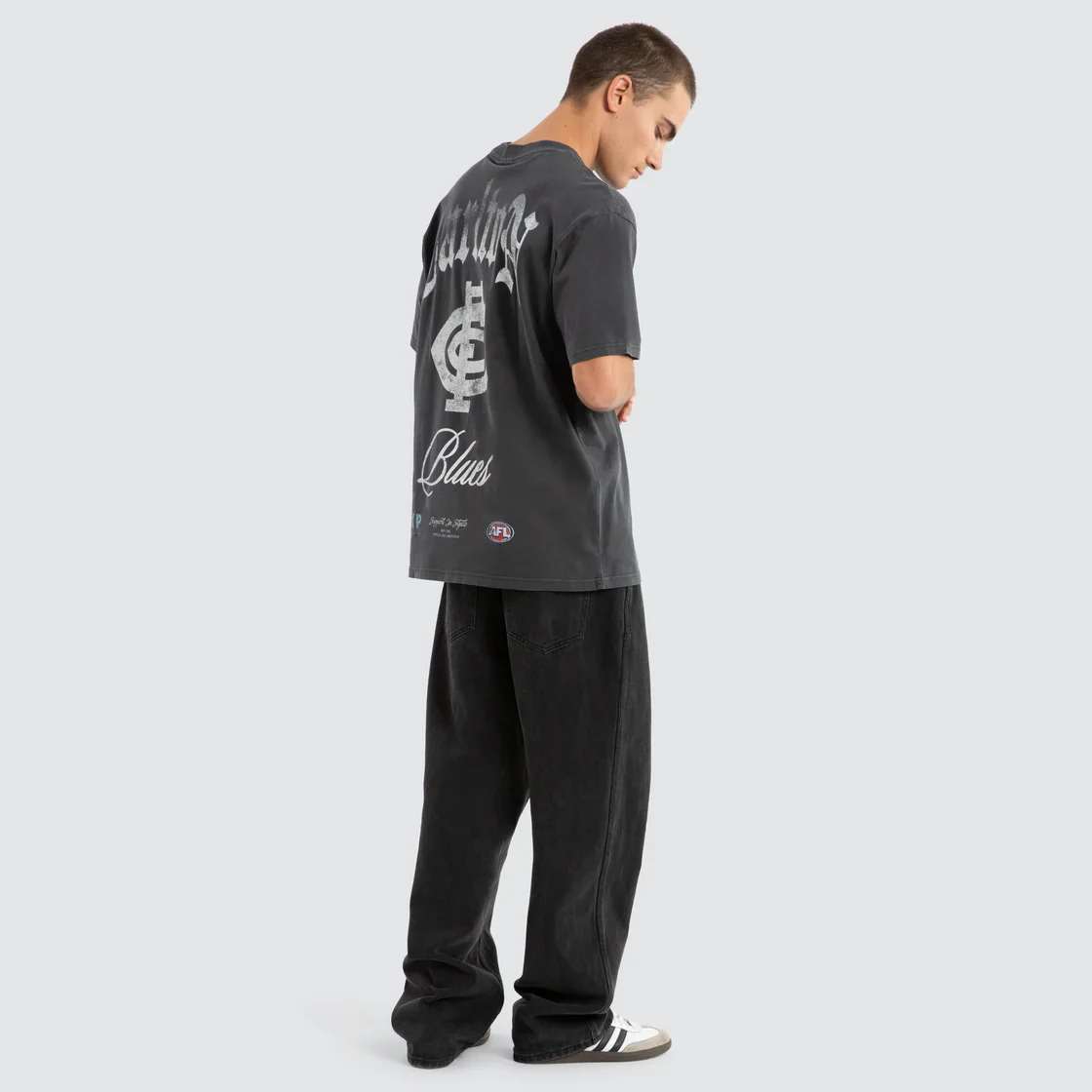 NXP x AFL Carlton Blues Vintage Goth Tee Pigment Asphalt - Image 5