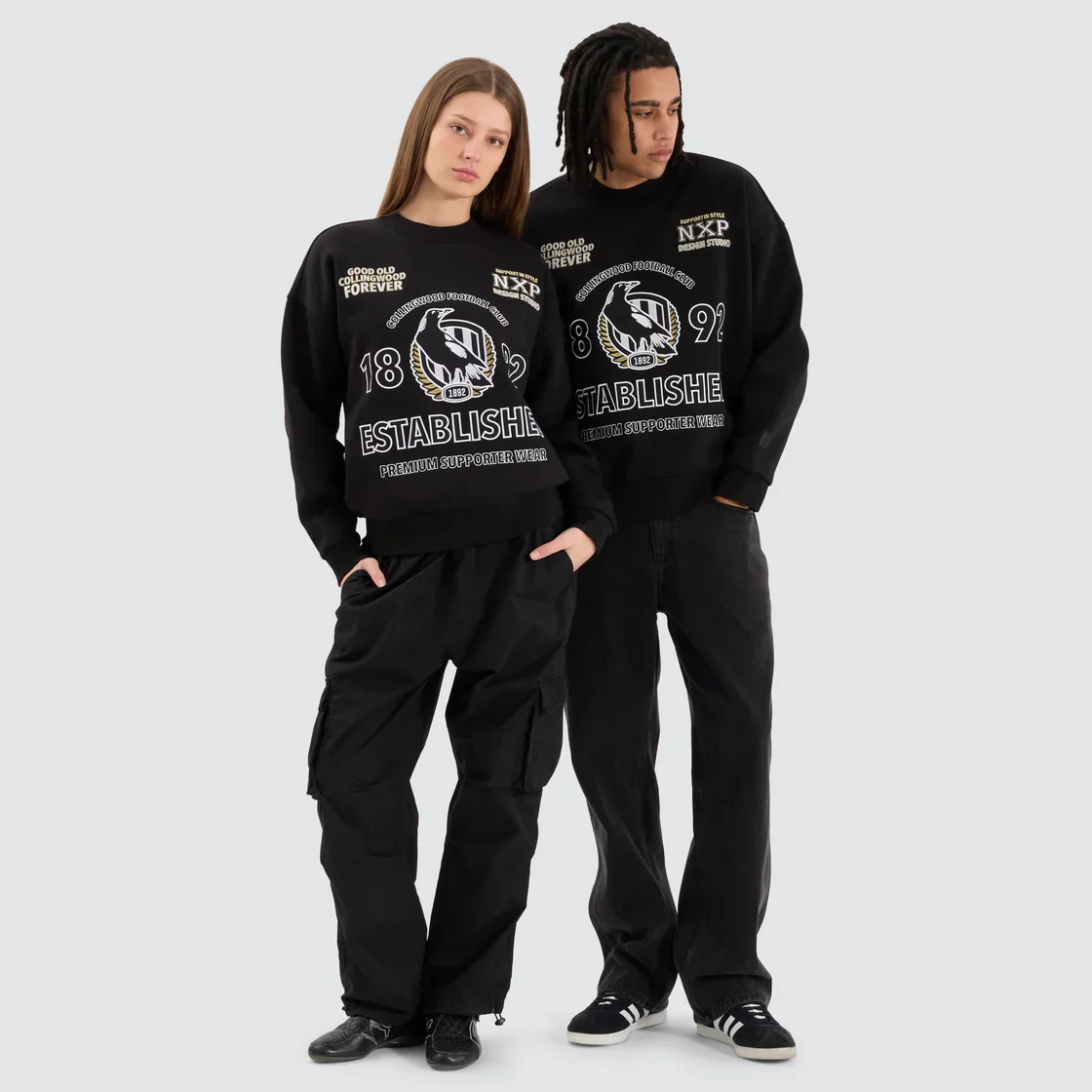 NXP x AFL Collingwood Magpies Box Fit Sweater - Jet Black - Image 5