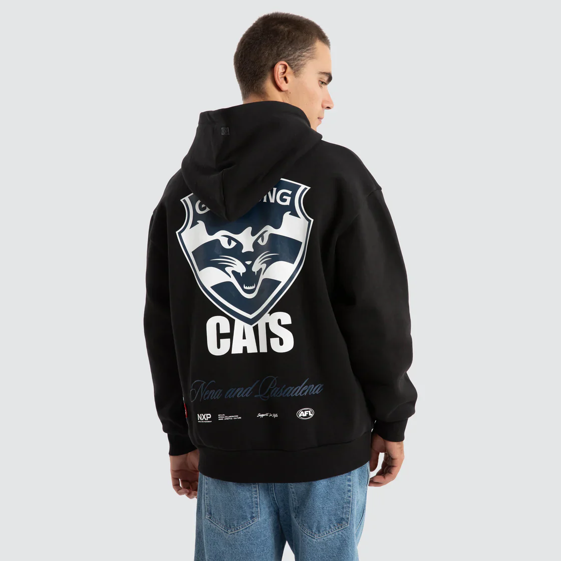 NXP x AFL Geelong Cats Season Hoodie in Jet Black - Image 2