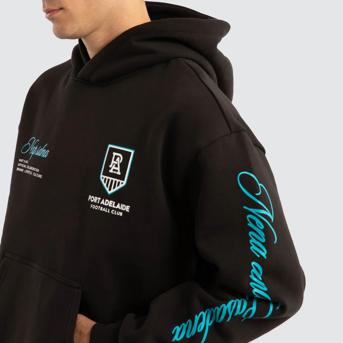 NXP x AFL Port Adelaide Power Season Hoodie in Jet Black - Image 5