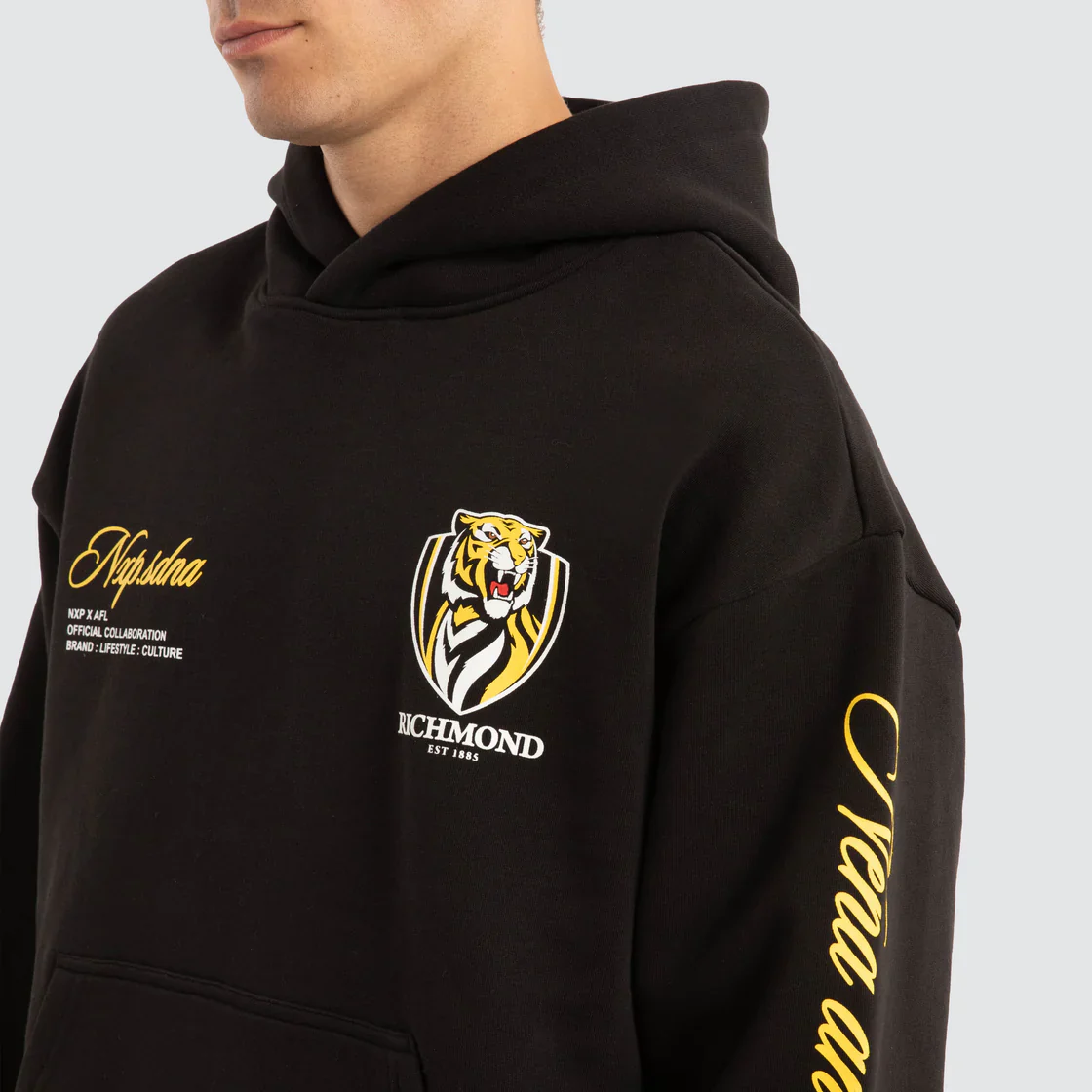 NXP x AFL Richmond Tigers Season Hoodie in Jet Black - Image 4
