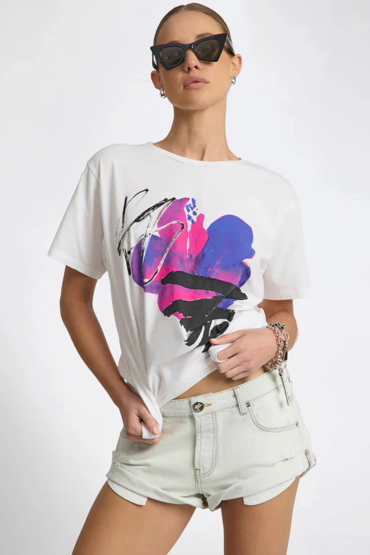 ONE TEASPOON Womens Art Boyfriend Tee in White - Image 7