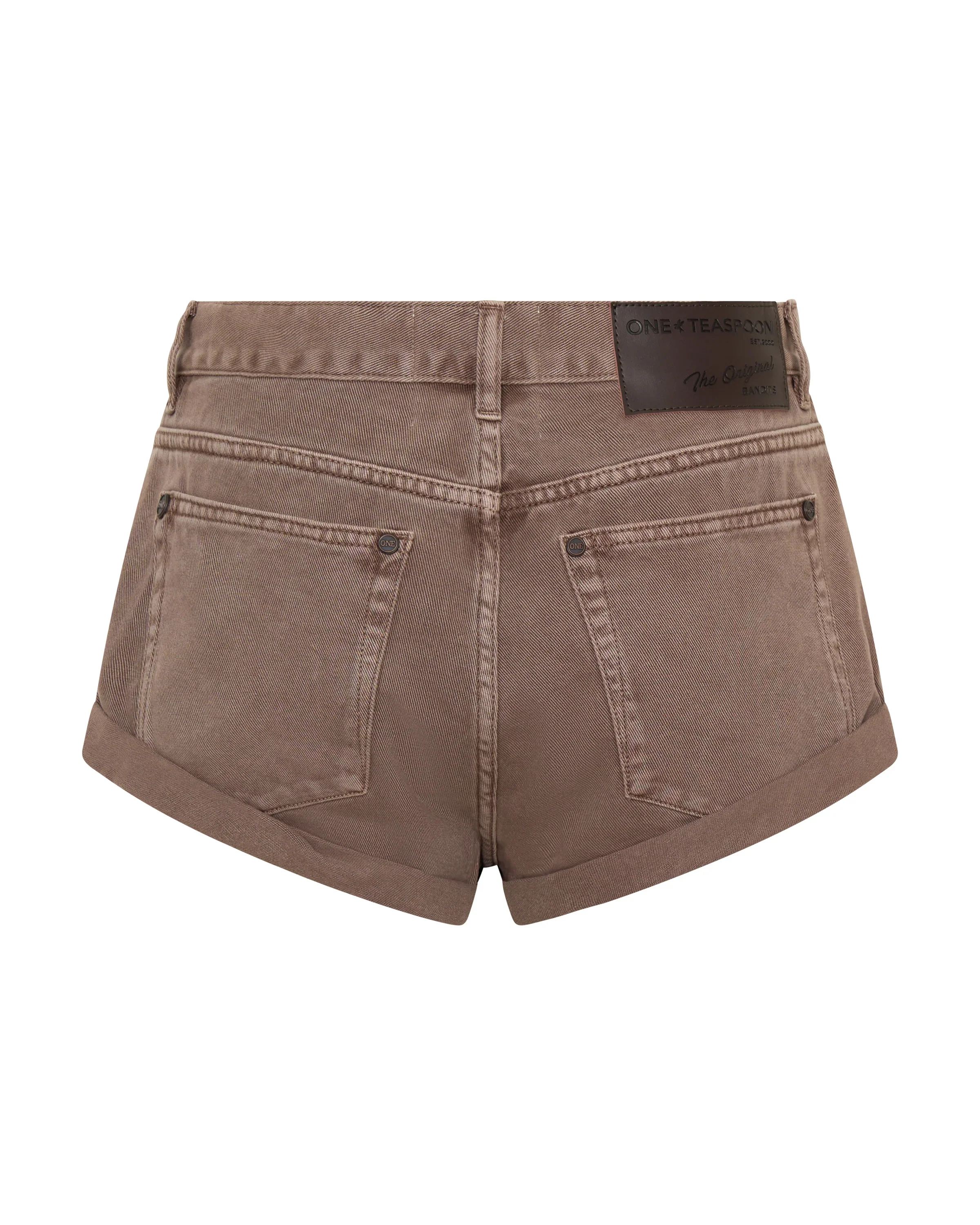 ONE TEASPOON Womens Bandits Low Waist Denim Shorts in Espresso Brown - Image 13