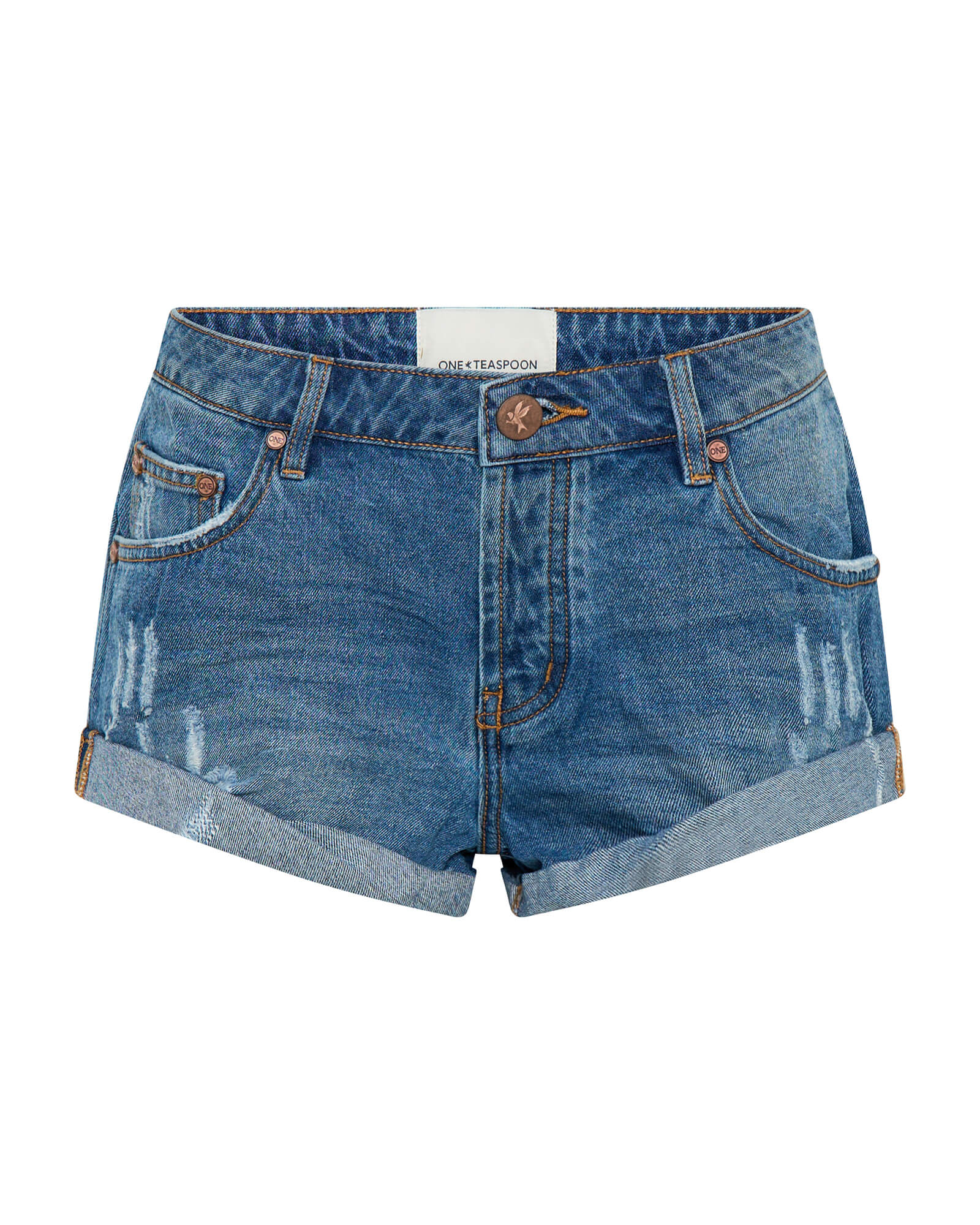 ONE TEASPOON Womens Bandits Low Waist Denim Shorts in Pacifica Blue - Image 14