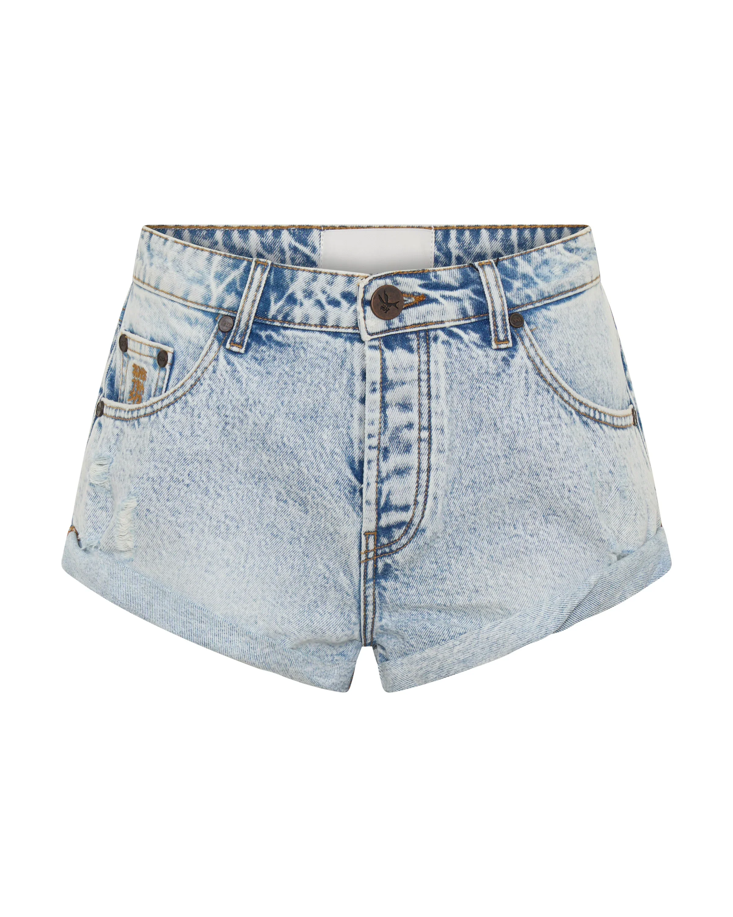 ONE TEASPOON Womens Bandits Low Waist Denim Shorts in Whisper Blue - Image 12